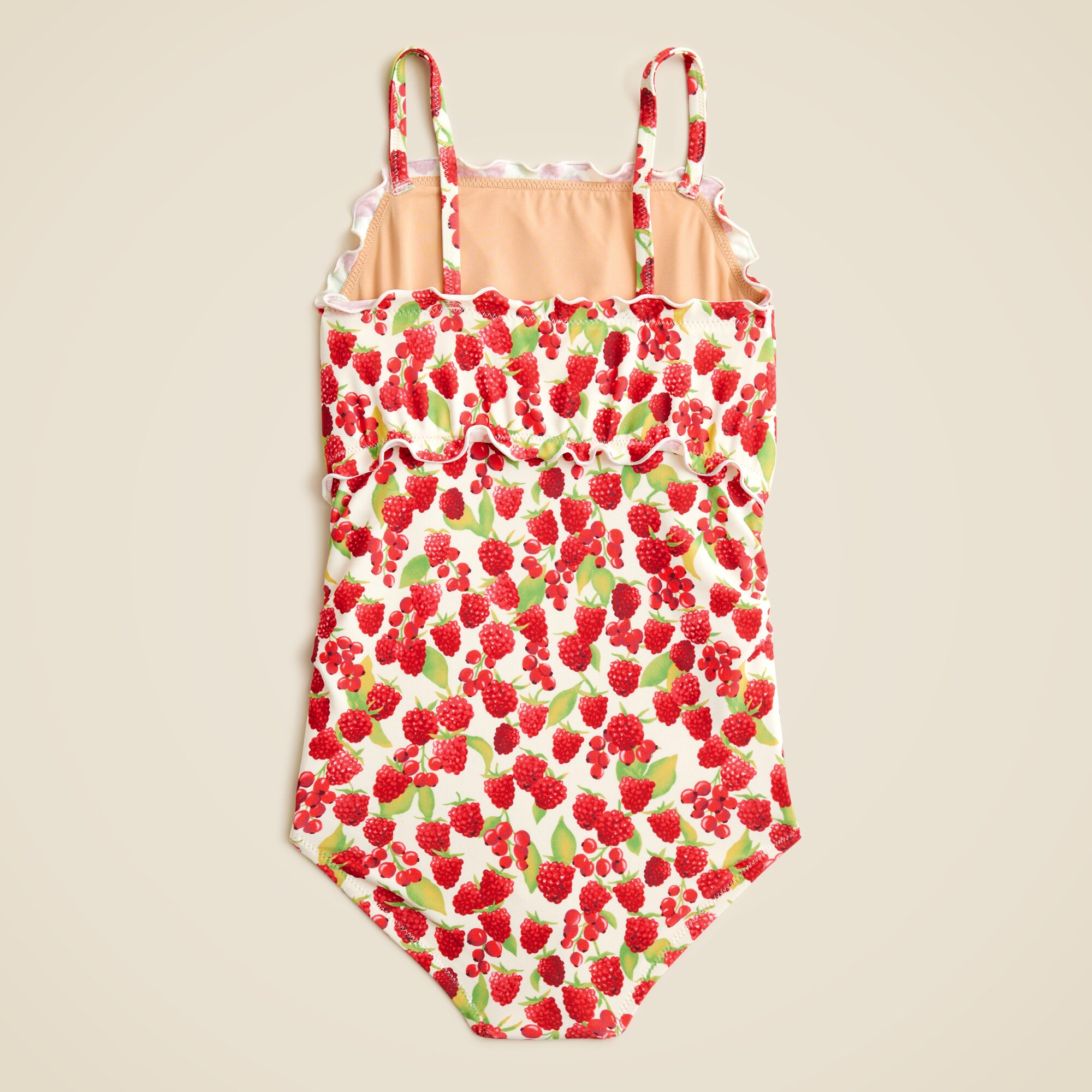 Girls' lettuce-edge cutout one-piece swimsuit