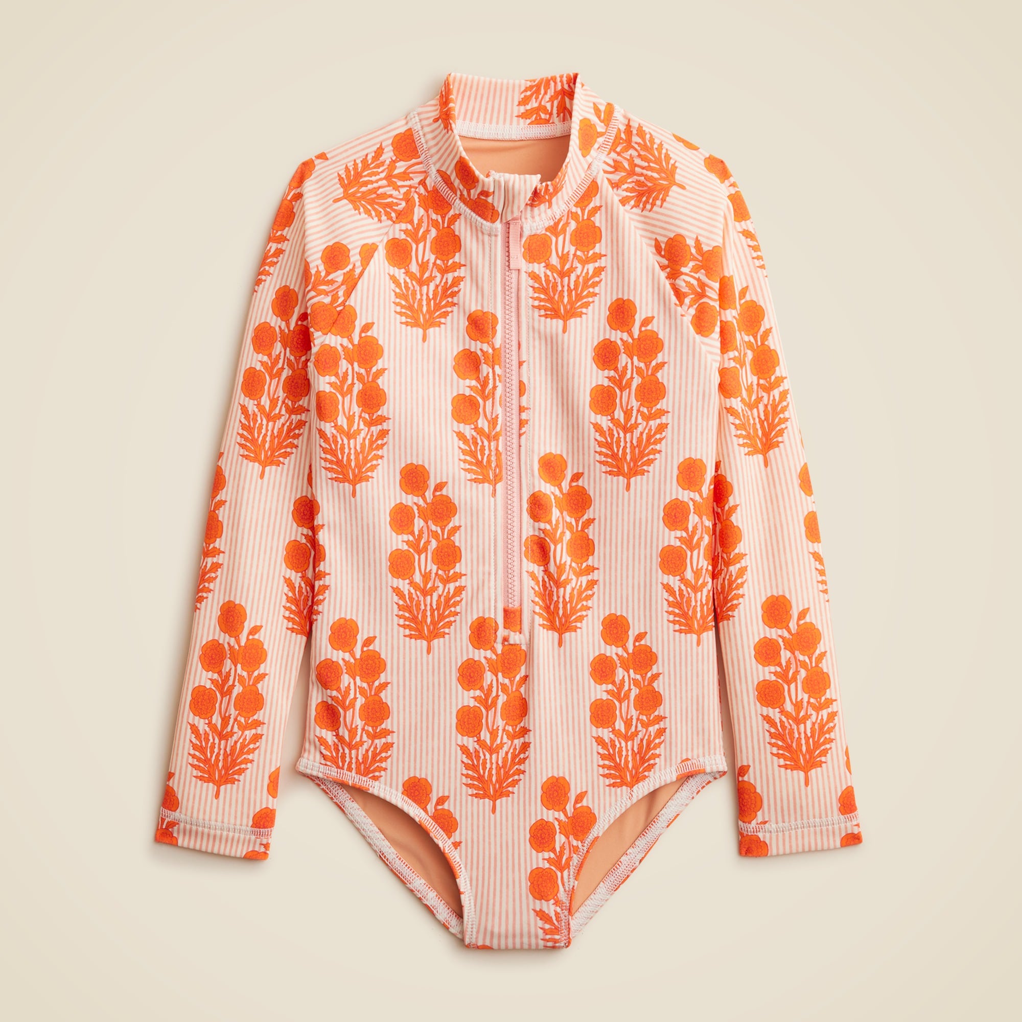 SZ Blockprints™ X Crewcuts zip-up rash guard one-piece swimsuit