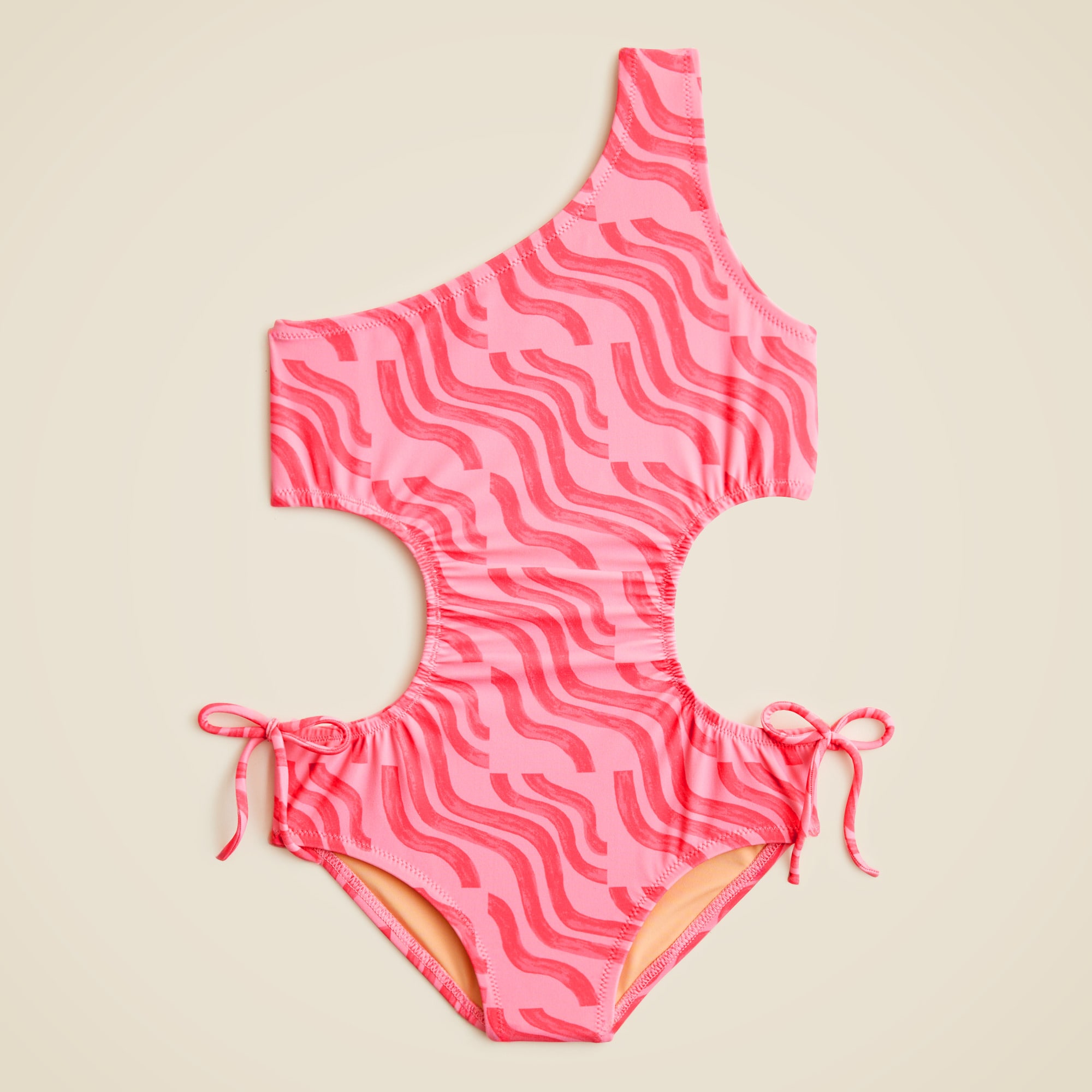 girls Girls' one-shoulder cutout one-piece swimsuit with UPF 50+