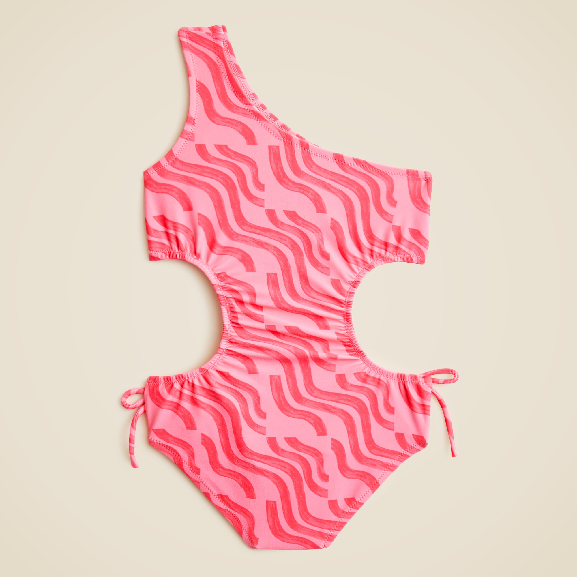 Girls' one-shoulder cutout one-piece swimsuit with UPF 50+
