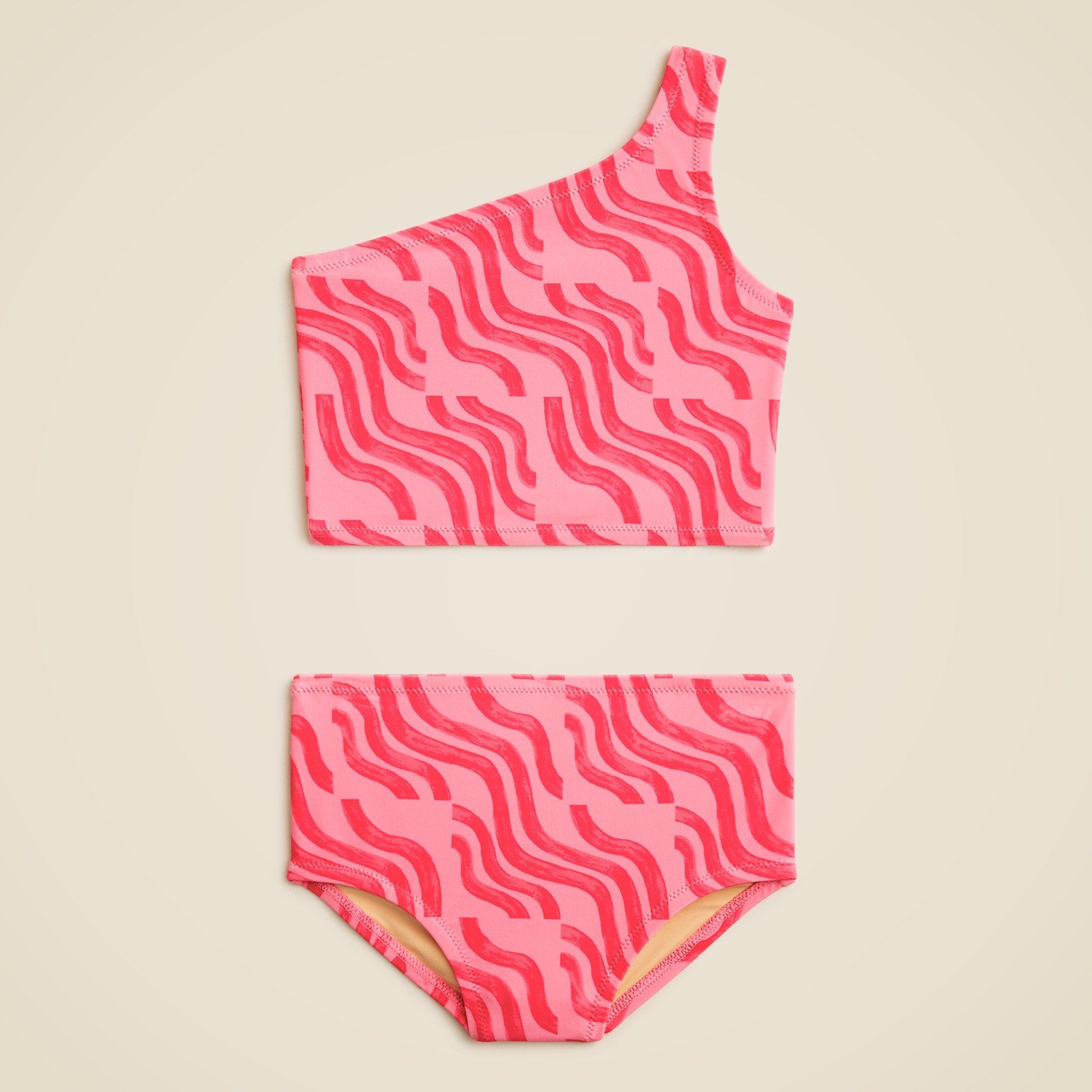 Girls' one-shoulder two-piece swimsuit