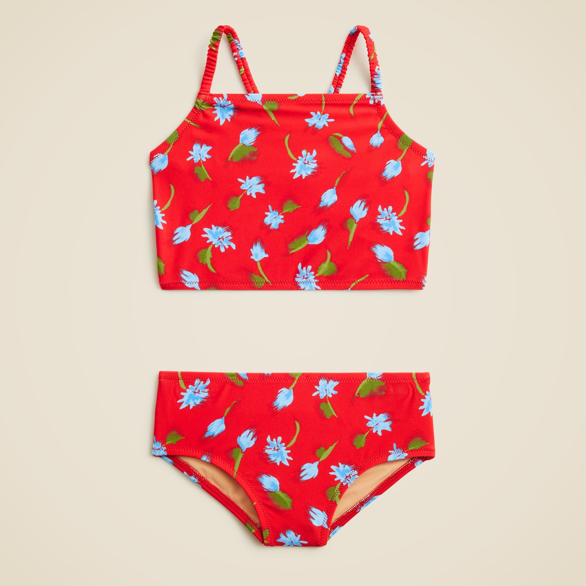  Girls' ruched-strap two-piece swimsuit