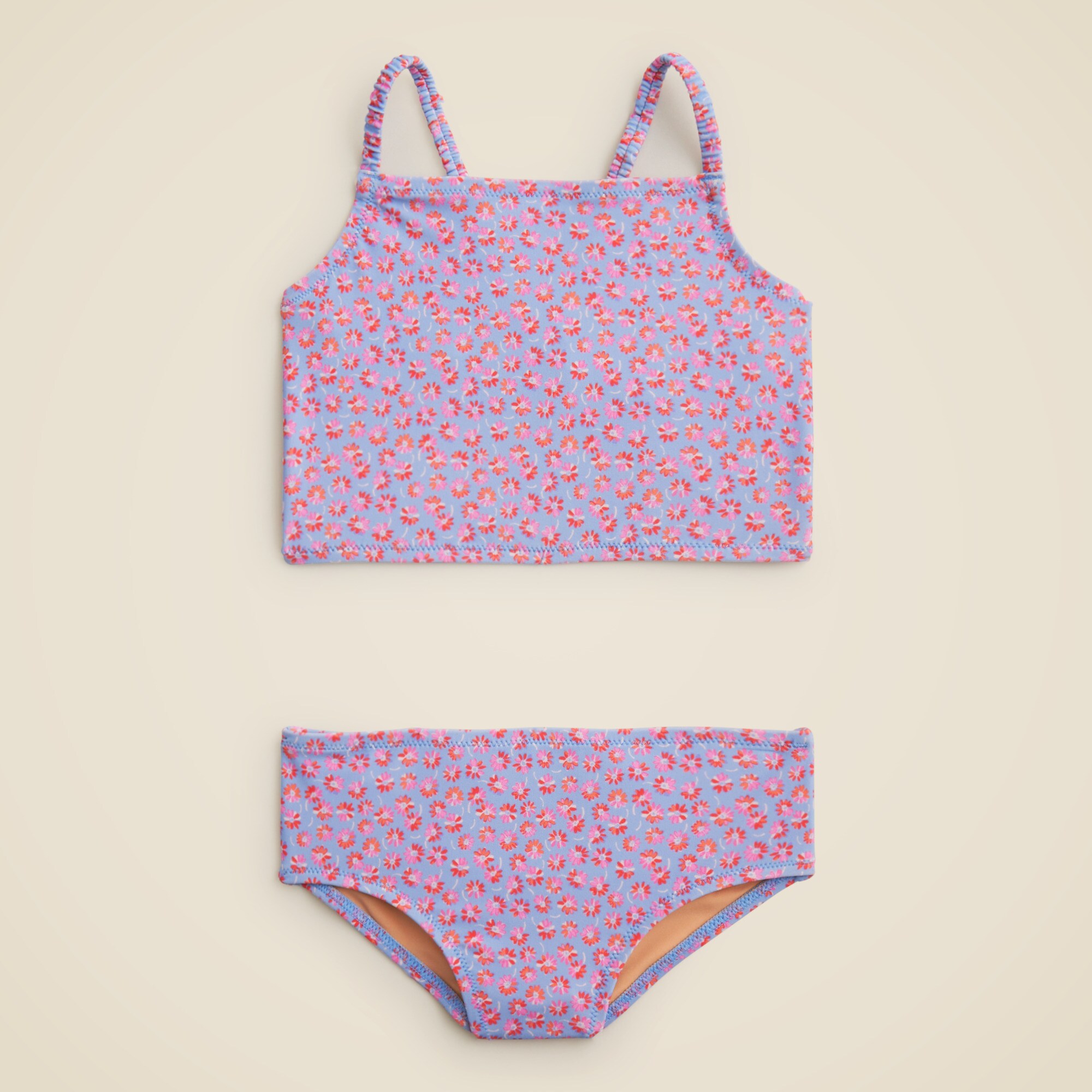  Girls' ruched-strap two-piece swimsuit