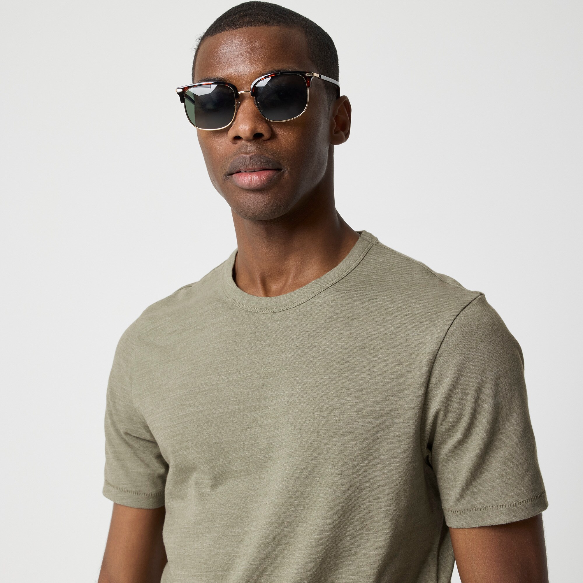 Linen-cotton blend tee