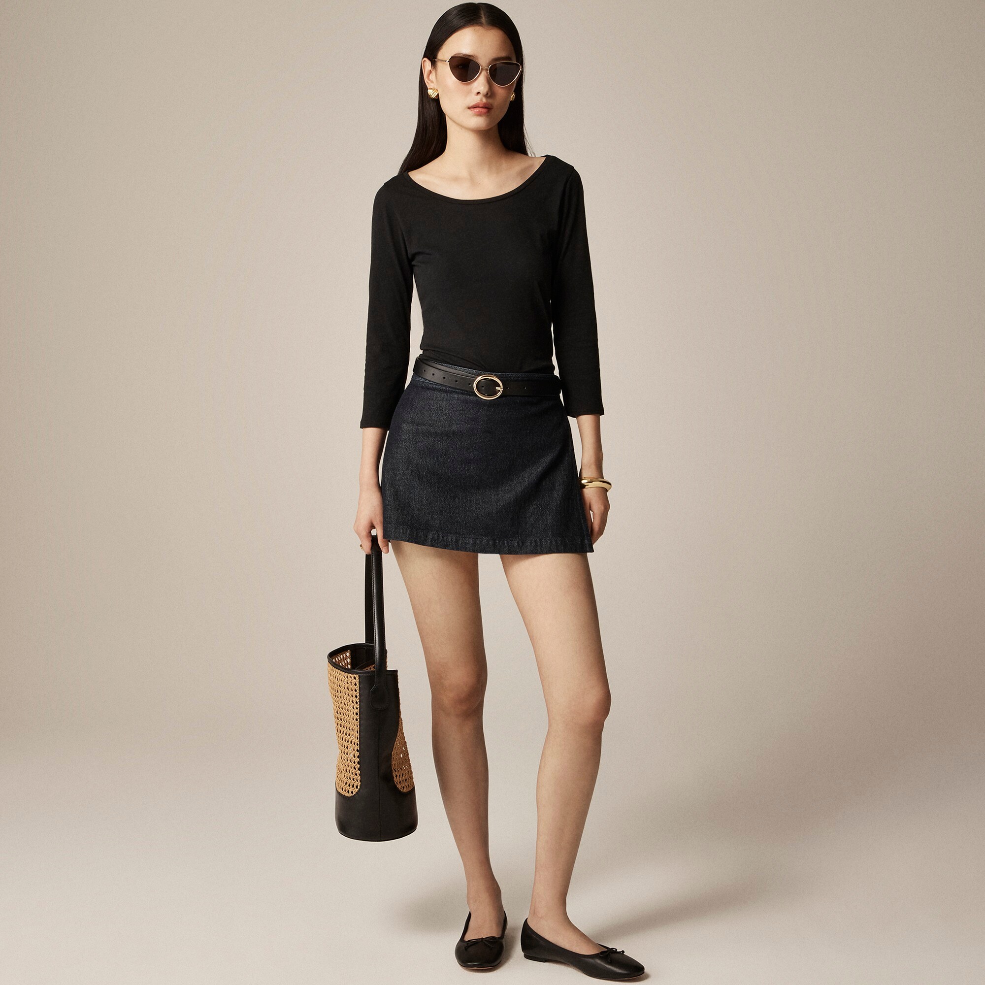  Feather jersey three-quarter sleeve T-shirt