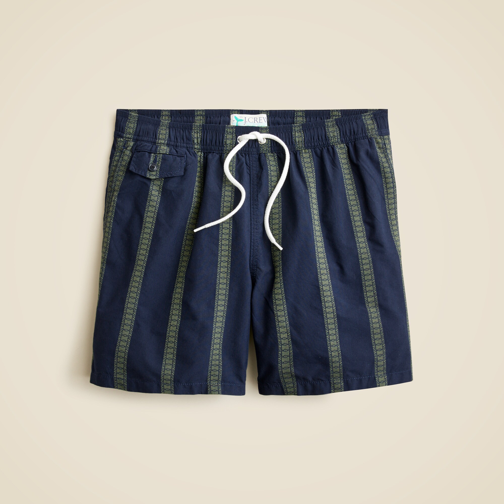  6" cotton-nylon blend swim trunk in dobby stripe