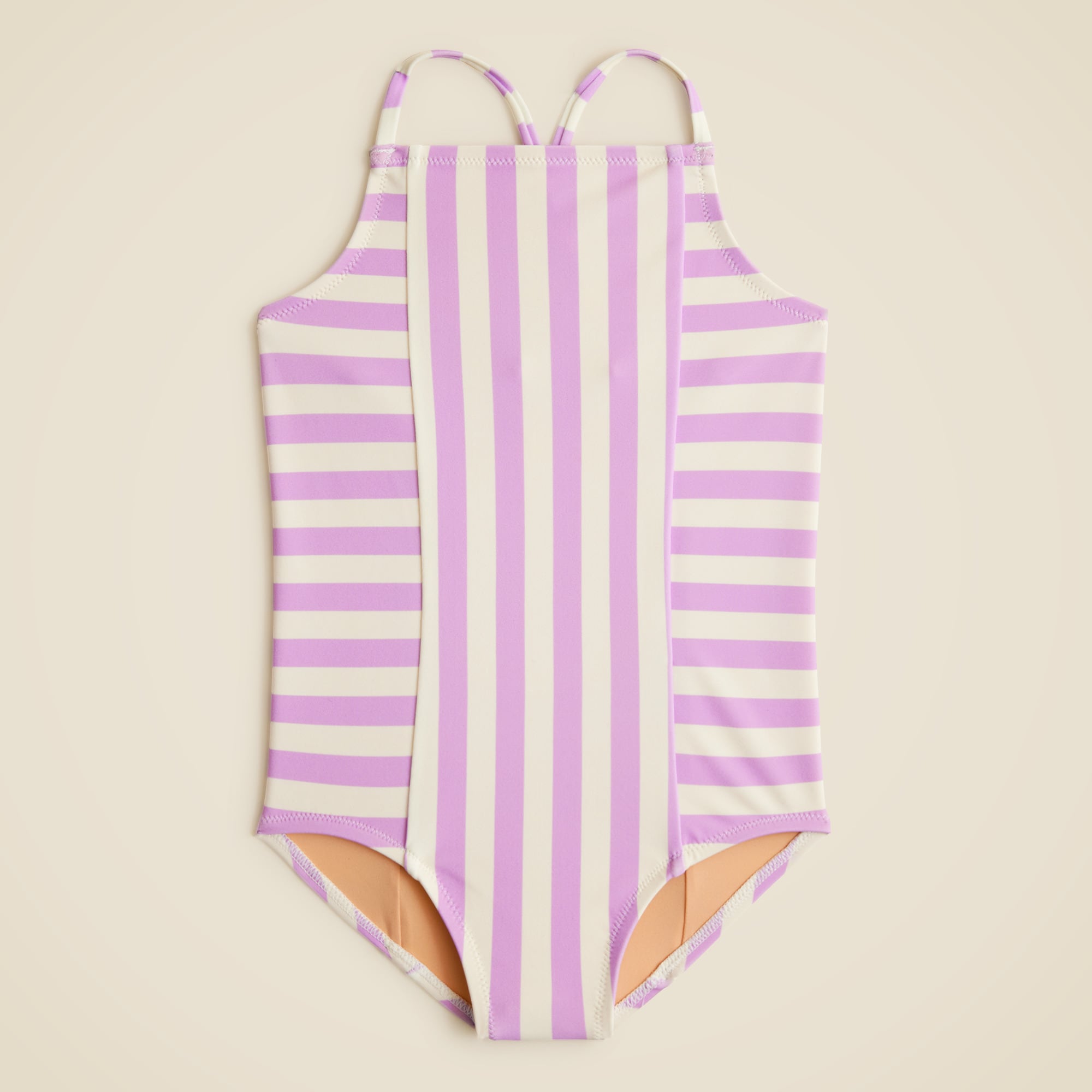  Girls' paneled one-piece swimsuit with UPF 50+