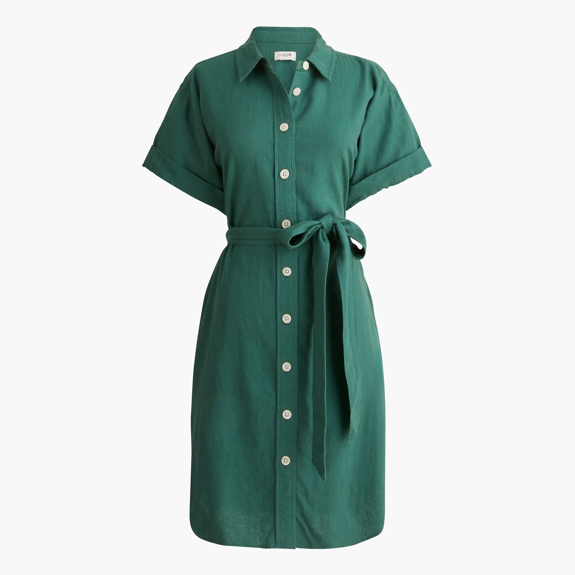 womens Linen-blend belted mini shirtdress
