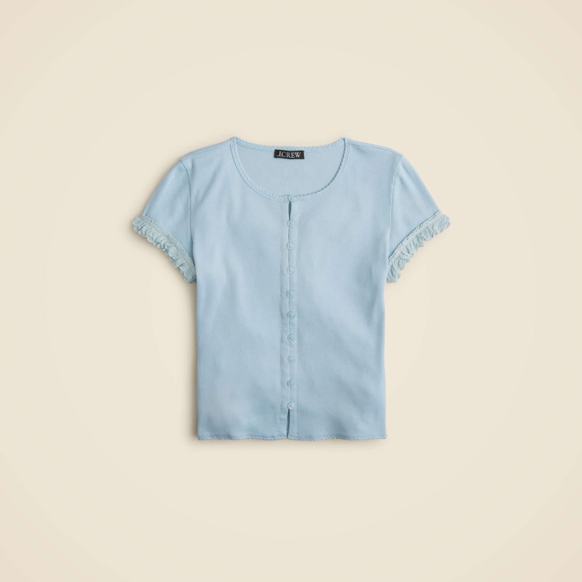 Fine rib crochet-trim cardigan