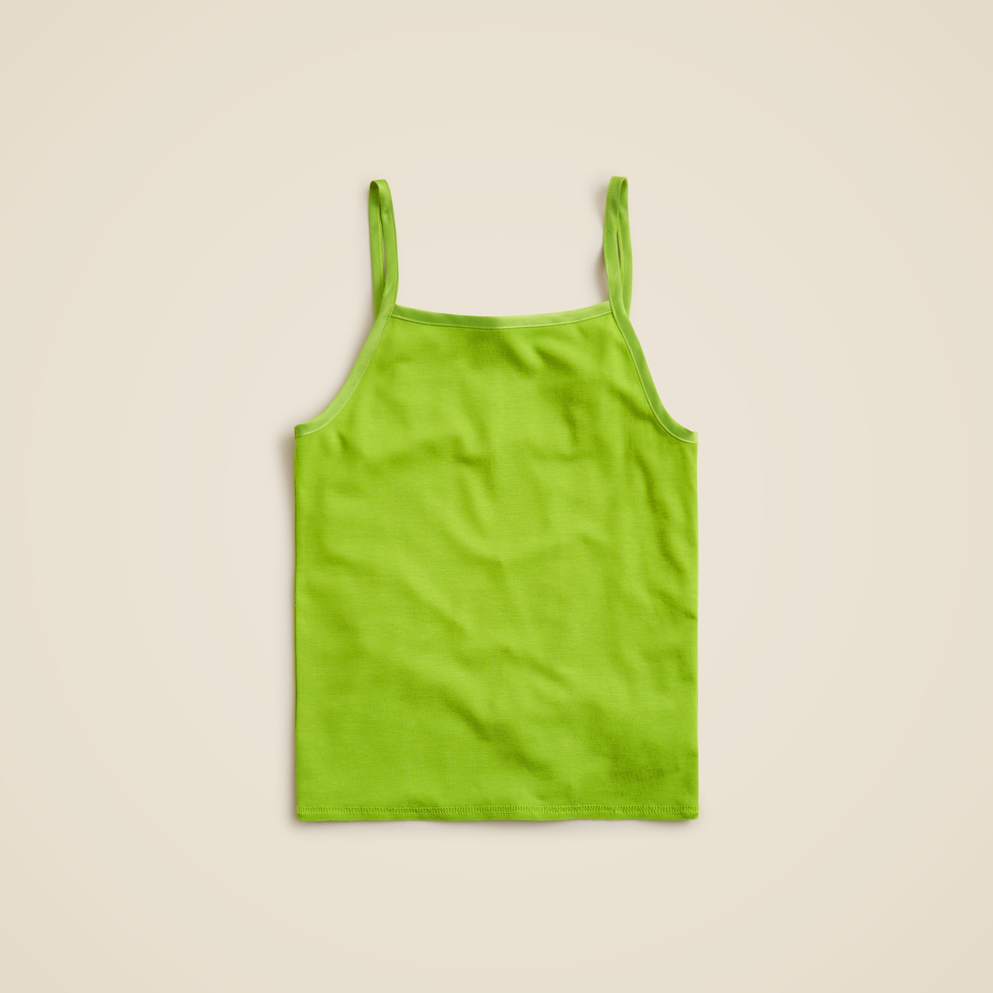 Refined rib satin-trim tank top