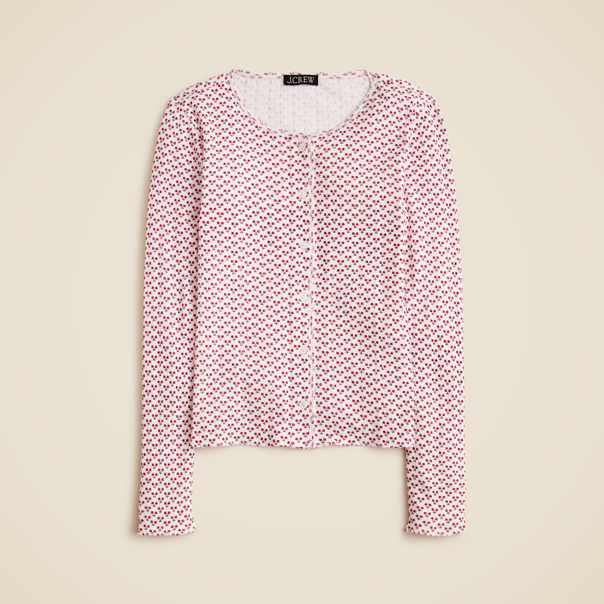Pointelle cardigan in ditsy floral
