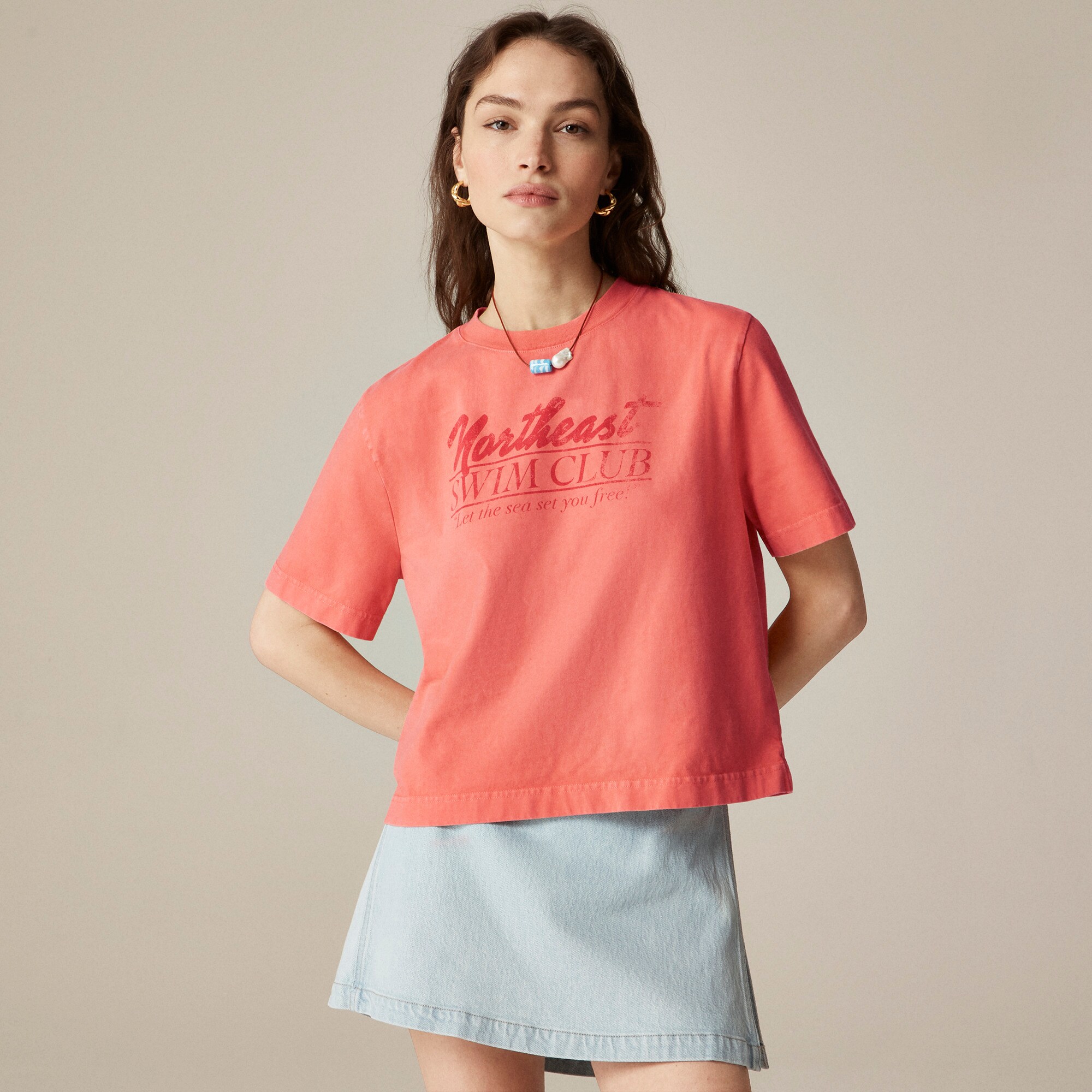  Relaxed premium-weight "Northeast Swim Club" graphic T-shirt
