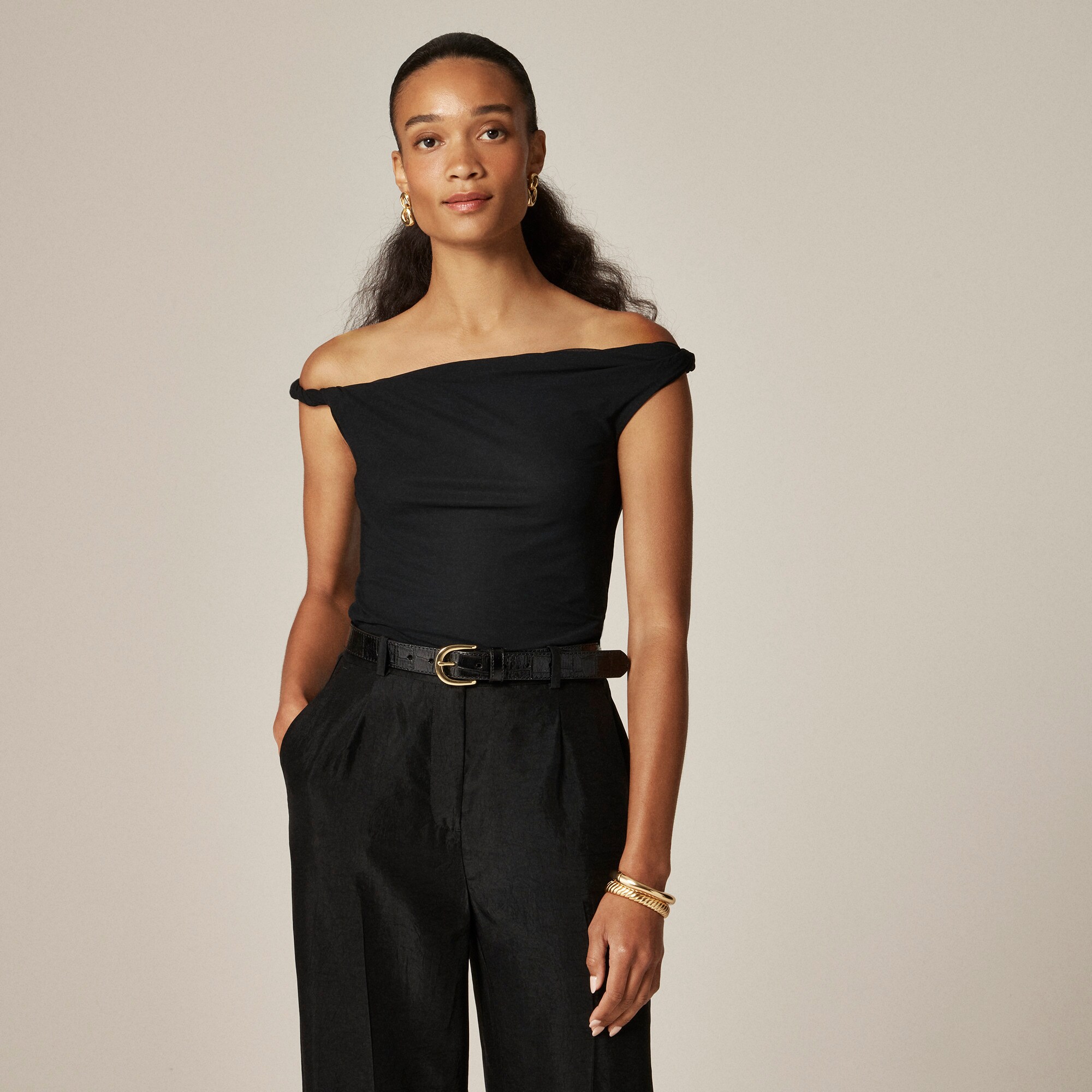 Off-the-shoulder Twist Tank Top In Matte Jersey For Women | J.Crew
