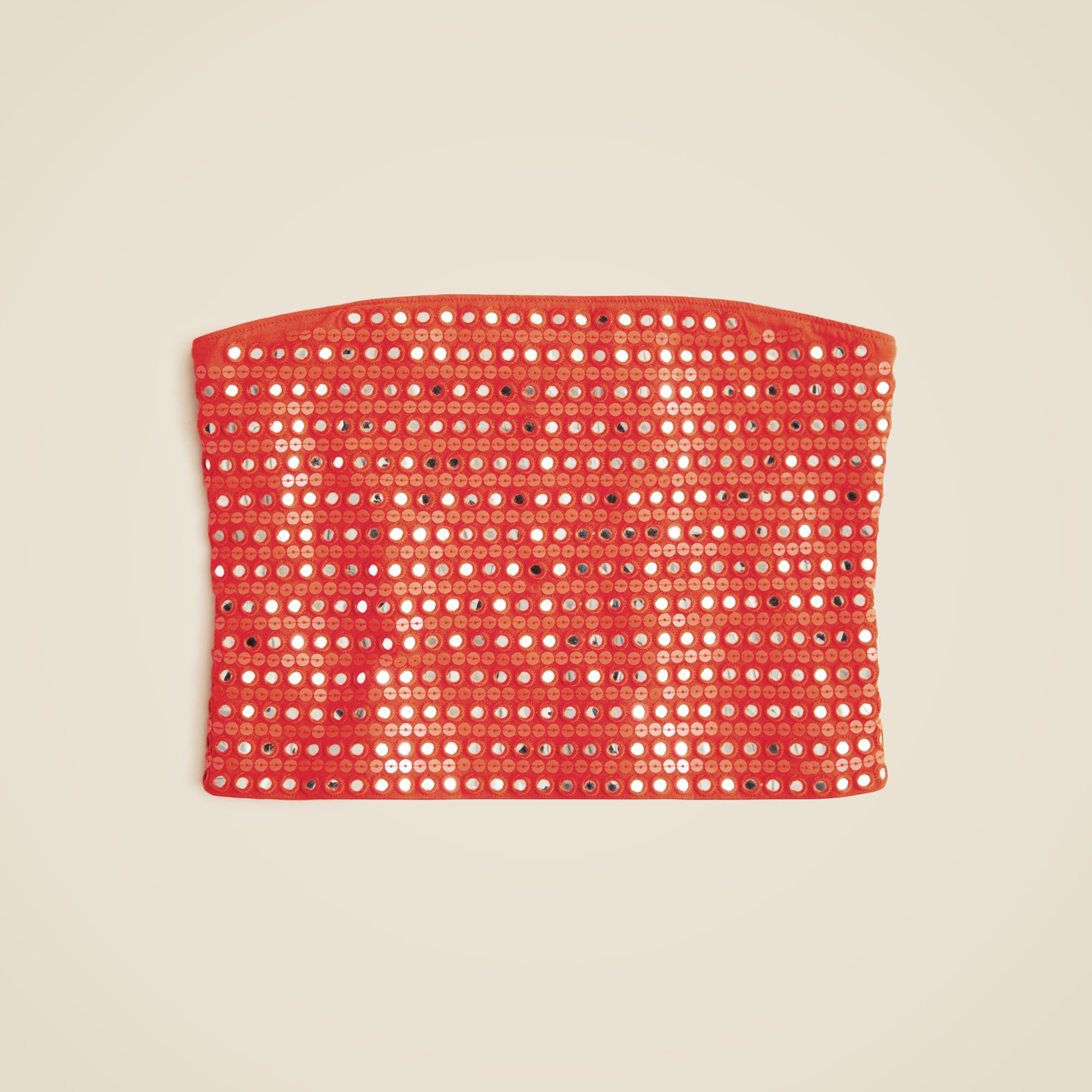 Broken-in jersey tube top with mirror embellishments