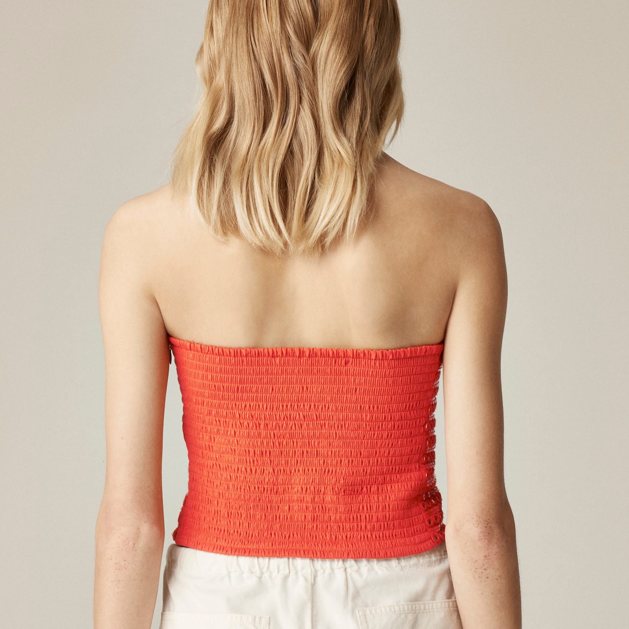 Broken-in jersey tube top with mirror embellishments