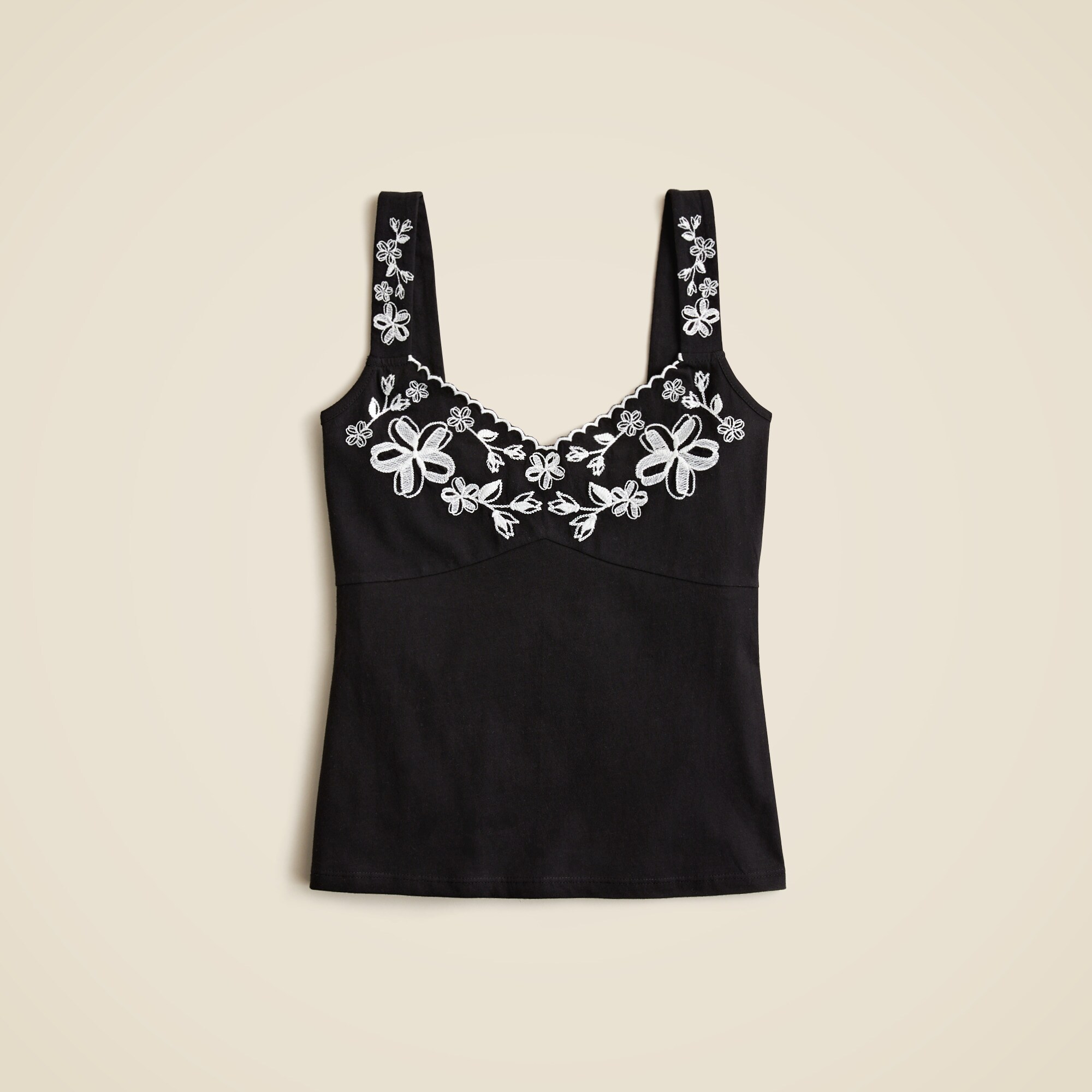 Embroidered Tank Top In Broken-in Jersey For Women | J.Crew