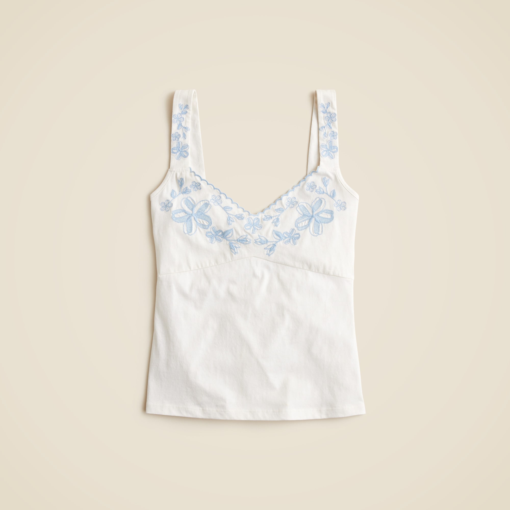  Embroidered tank top in broken-in jersey