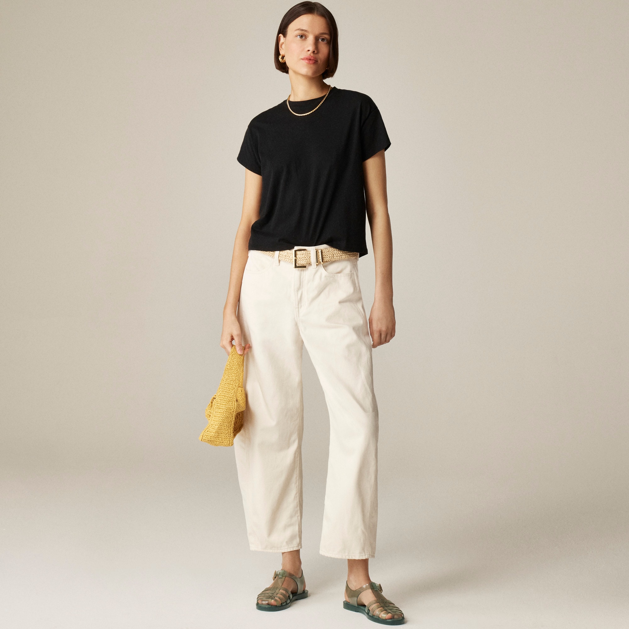 Feather jersey cropped T-shirt