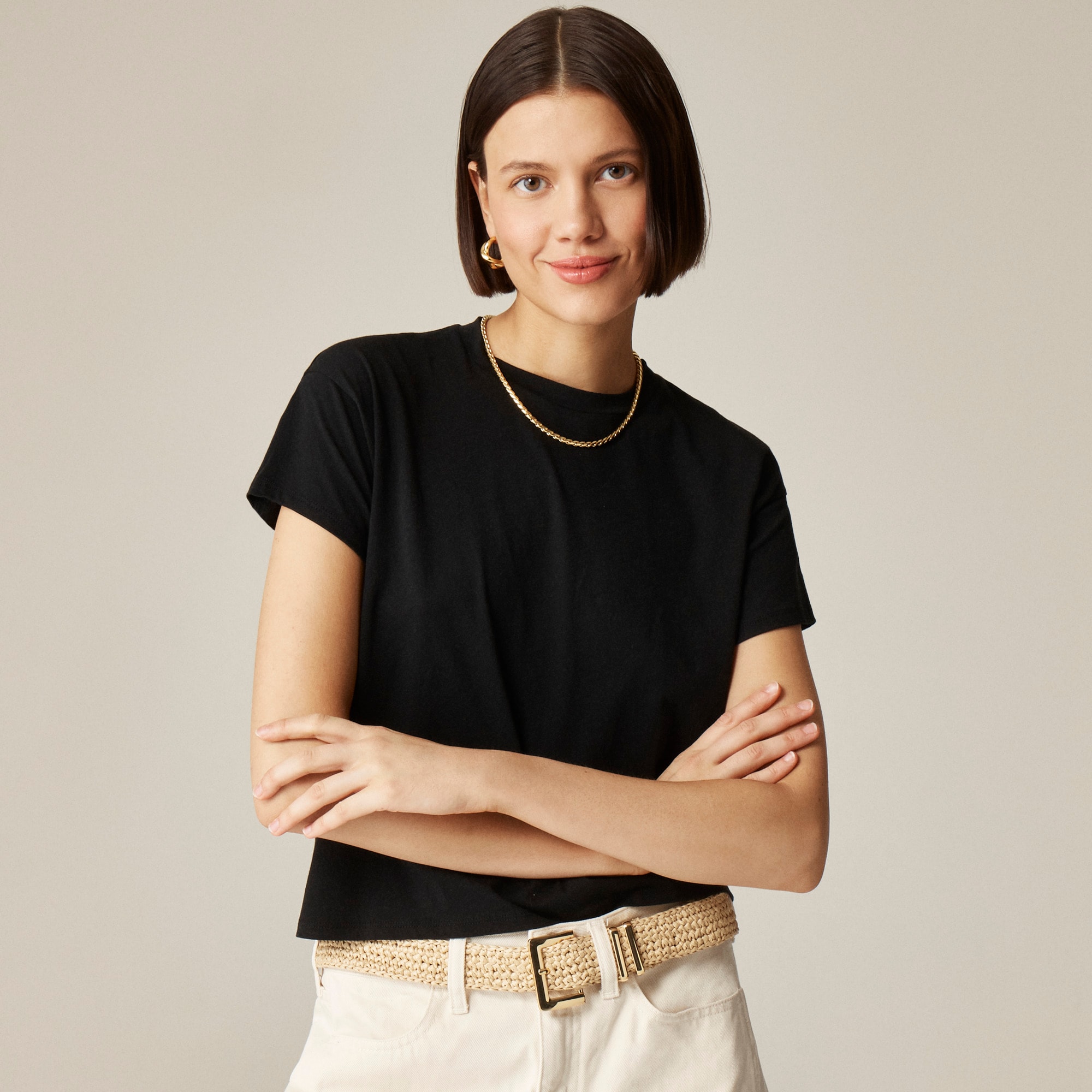 womens Feather jersey cropped T-shirt