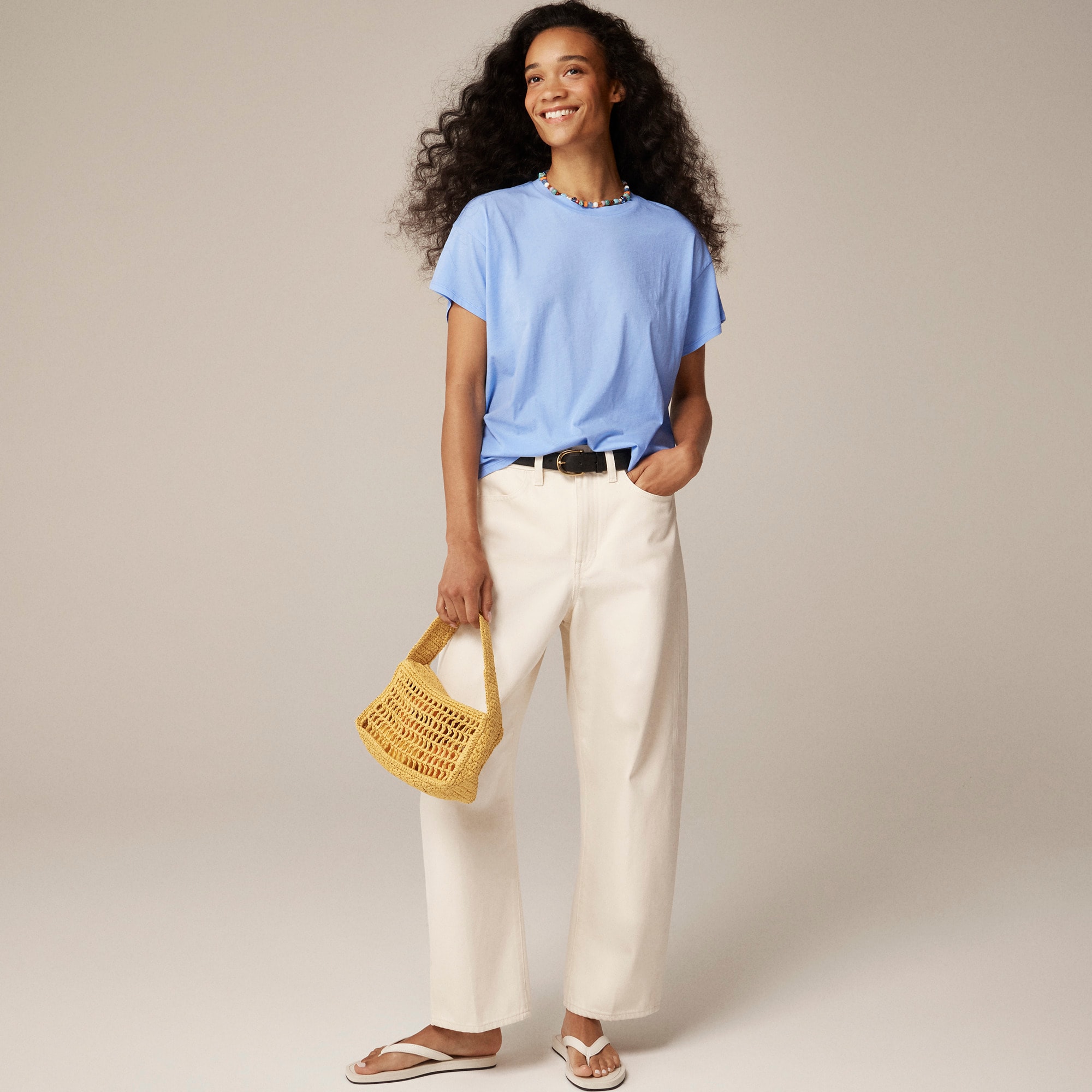 Feather jersey cropped T-shirt