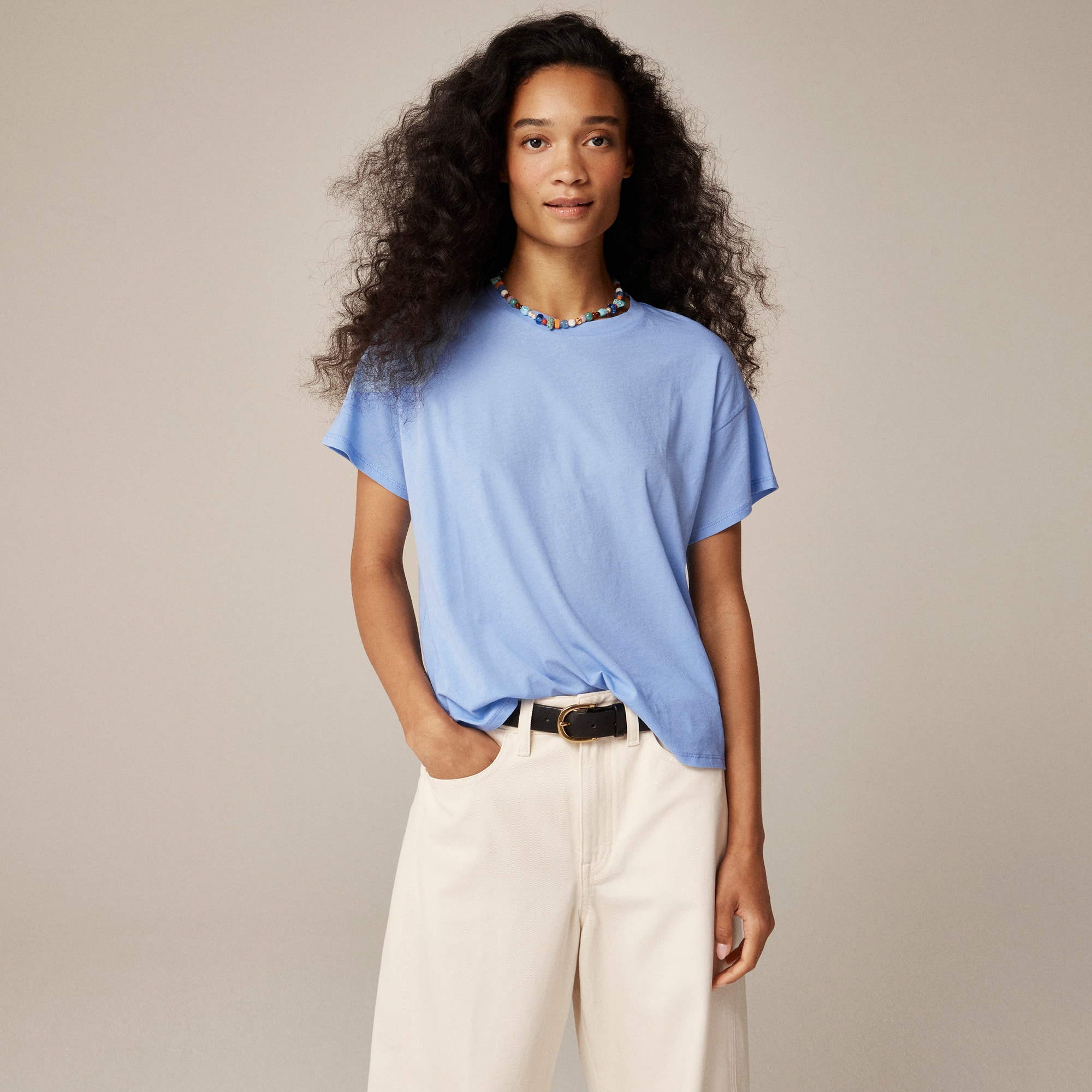 Feather jersey cropped T-shirt