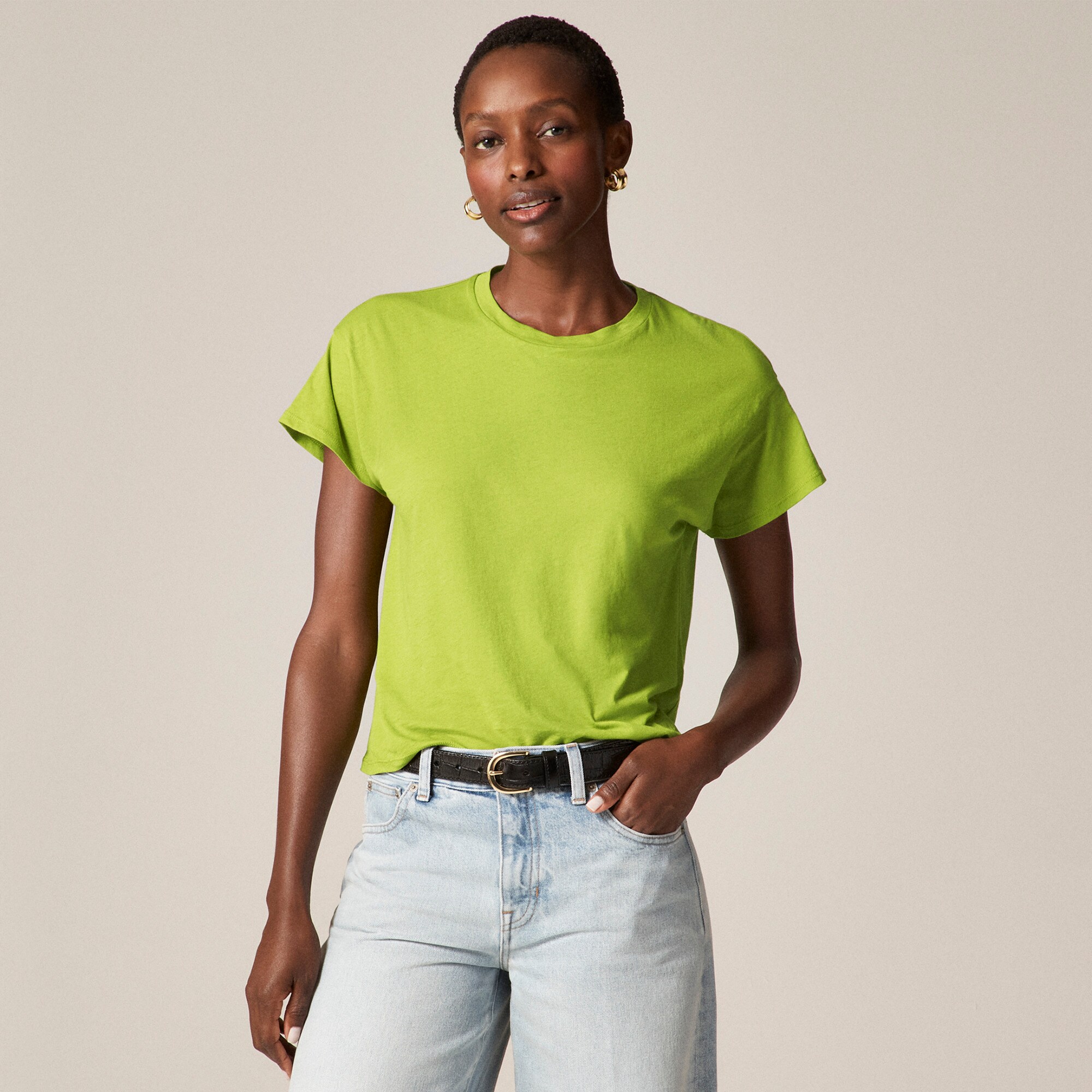 Feather jersey cropped T-shirt