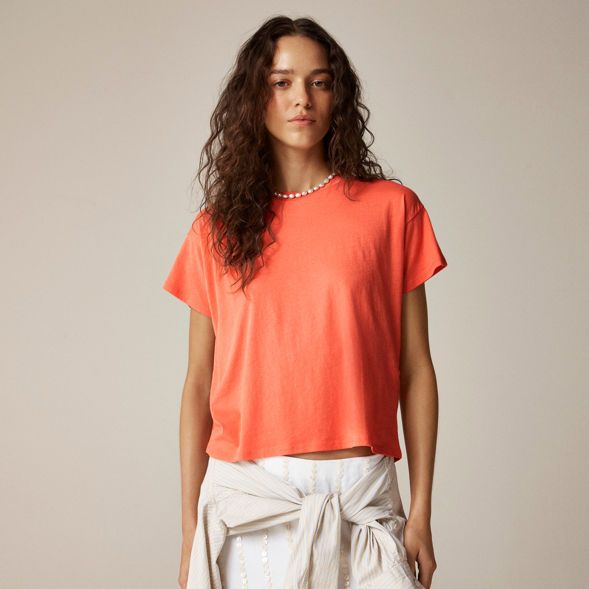 Feather jersey cropped T-shirt