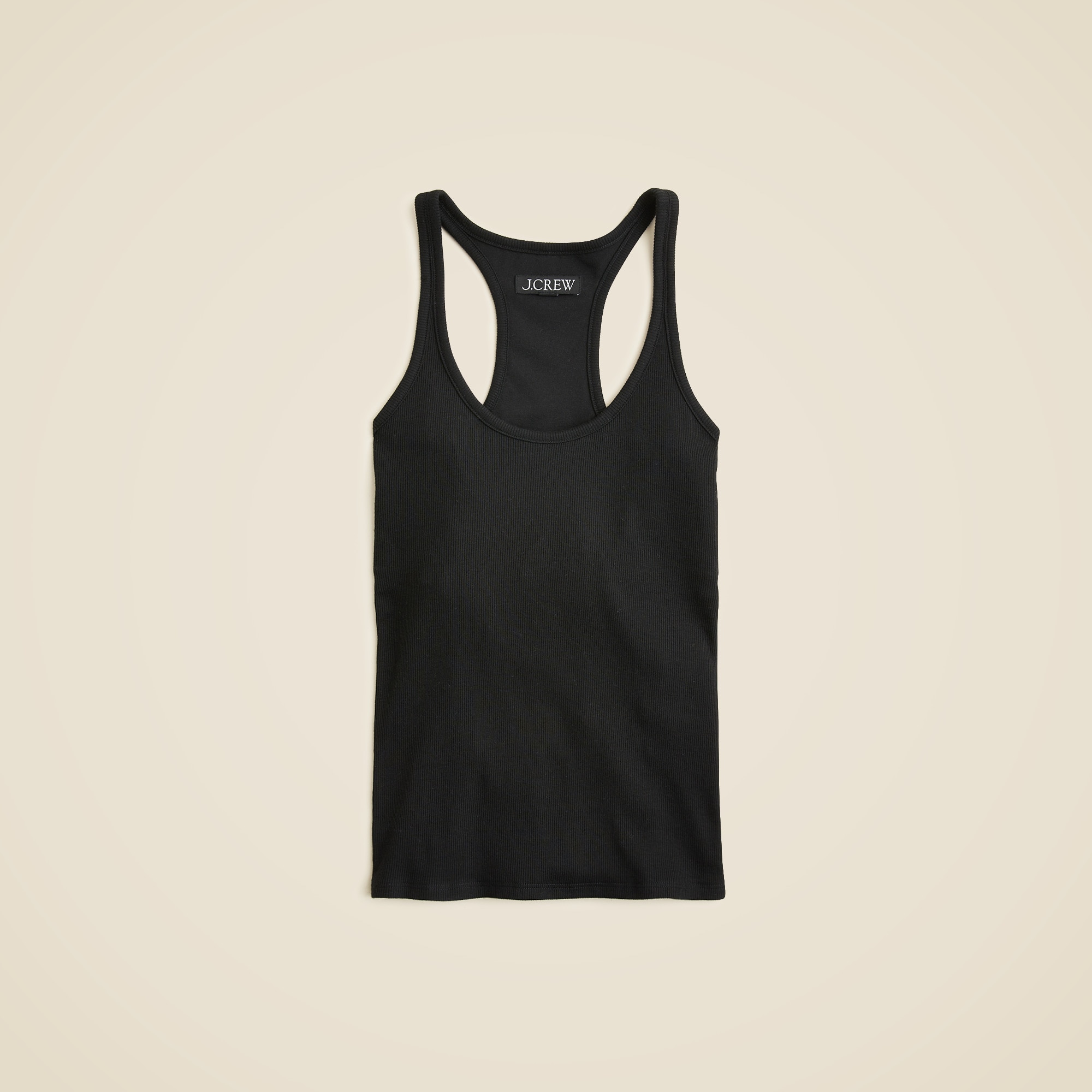 womens Fine rib racerback tank top with shelf bra