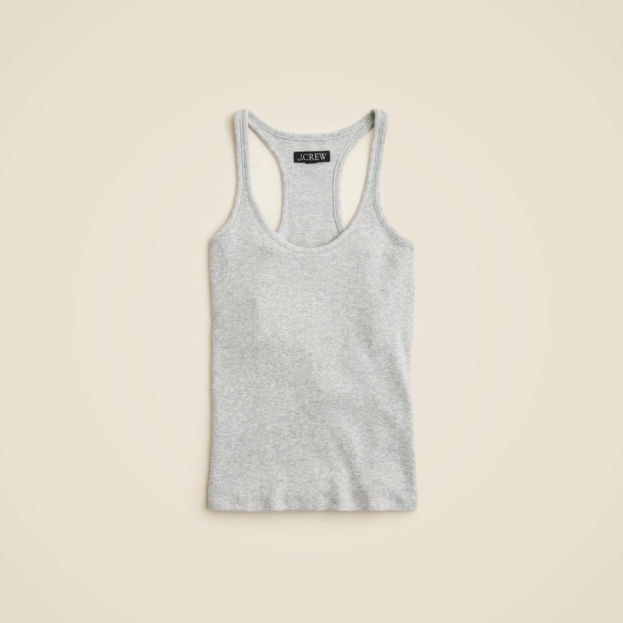 Fine rib racerback tank top with shelf bra