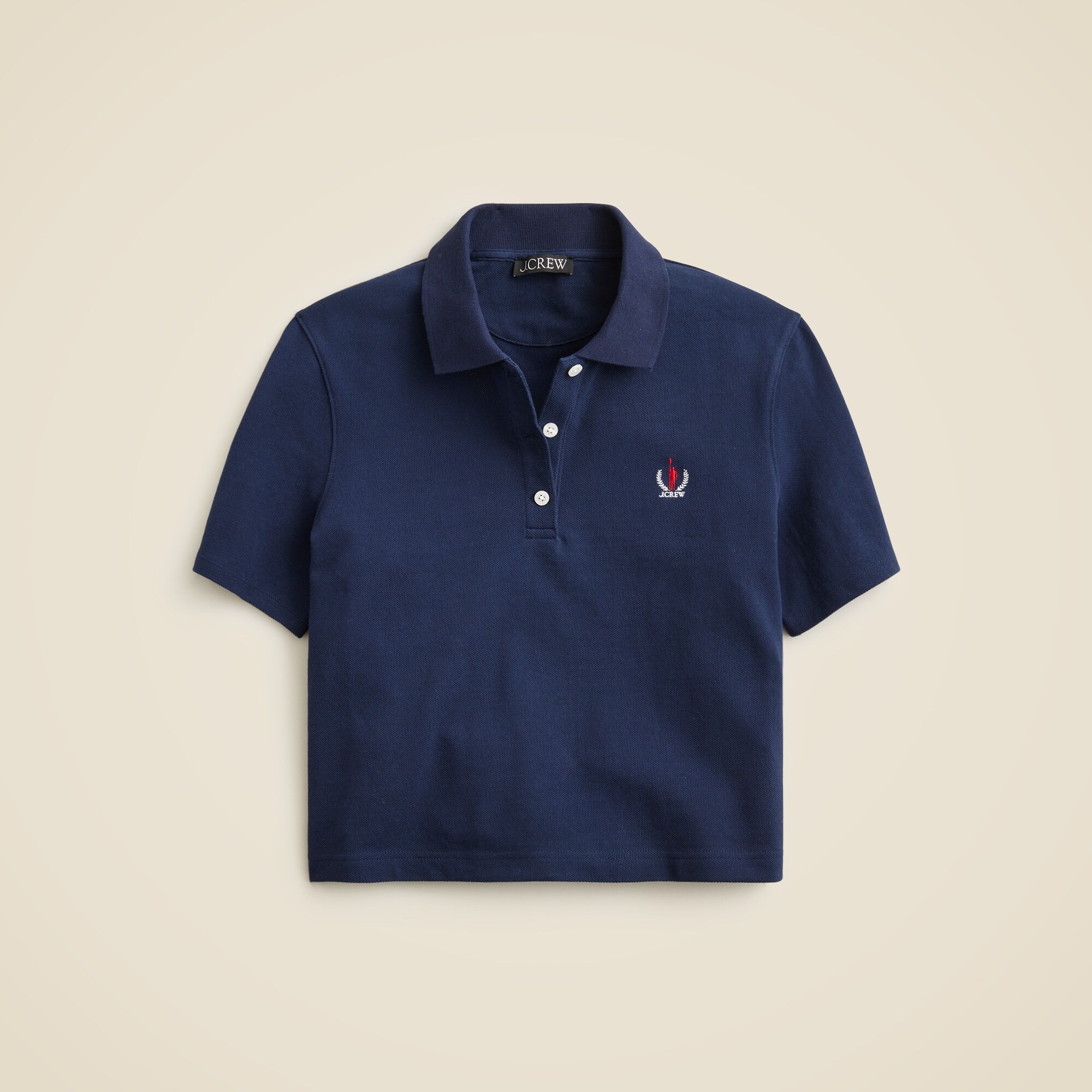  Piqu&eacute; cropped polo shirt