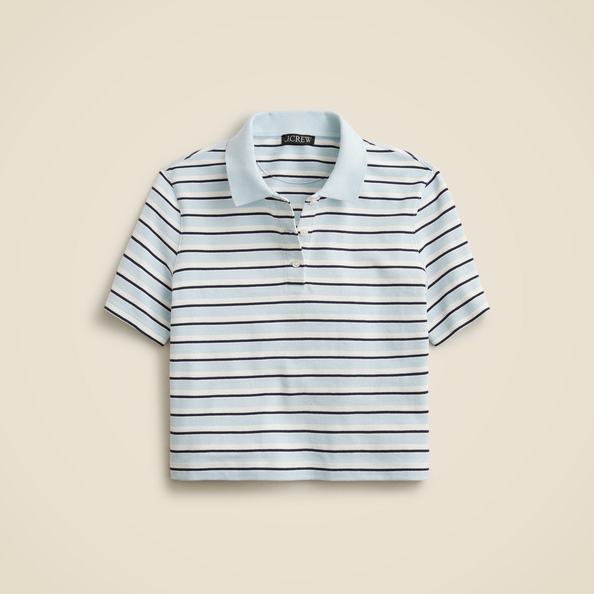 Piqué Cropped Polo Shirt In Stripe For Women | J.Crew