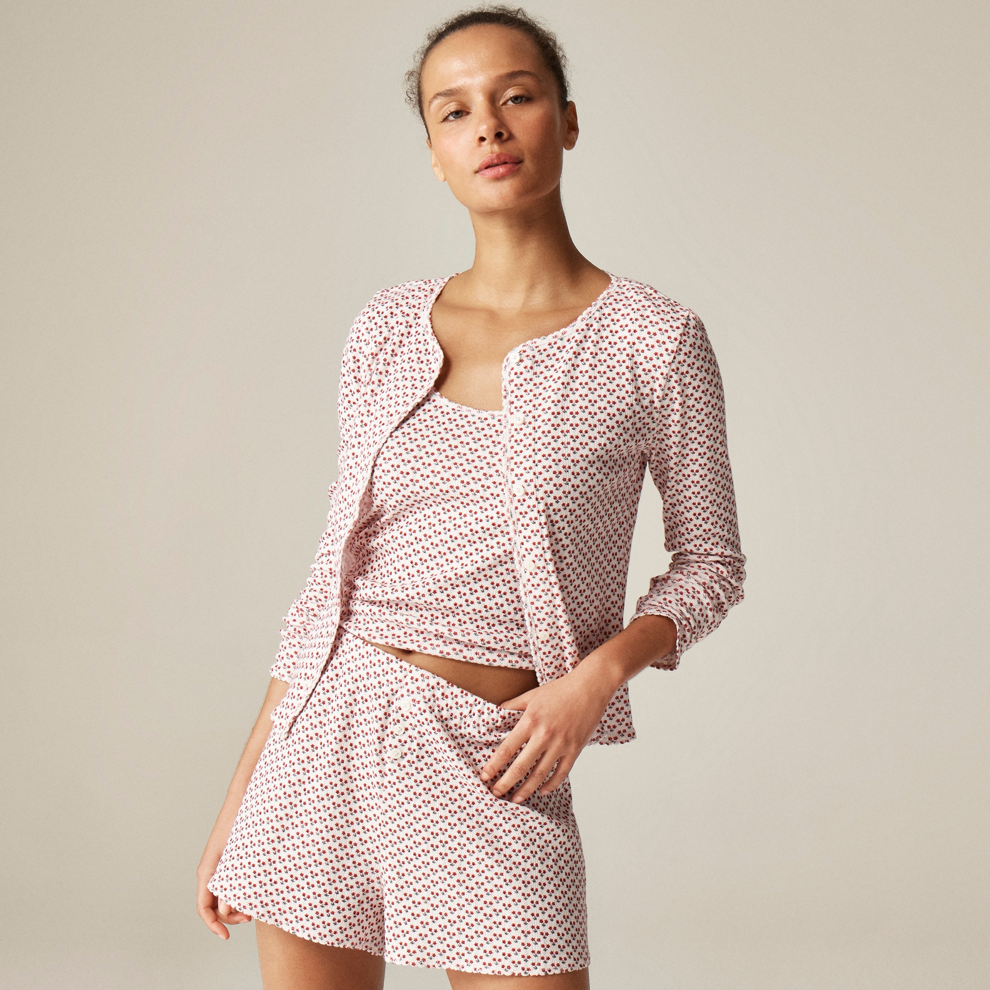 Pointelle short in ditsy floral - image 3