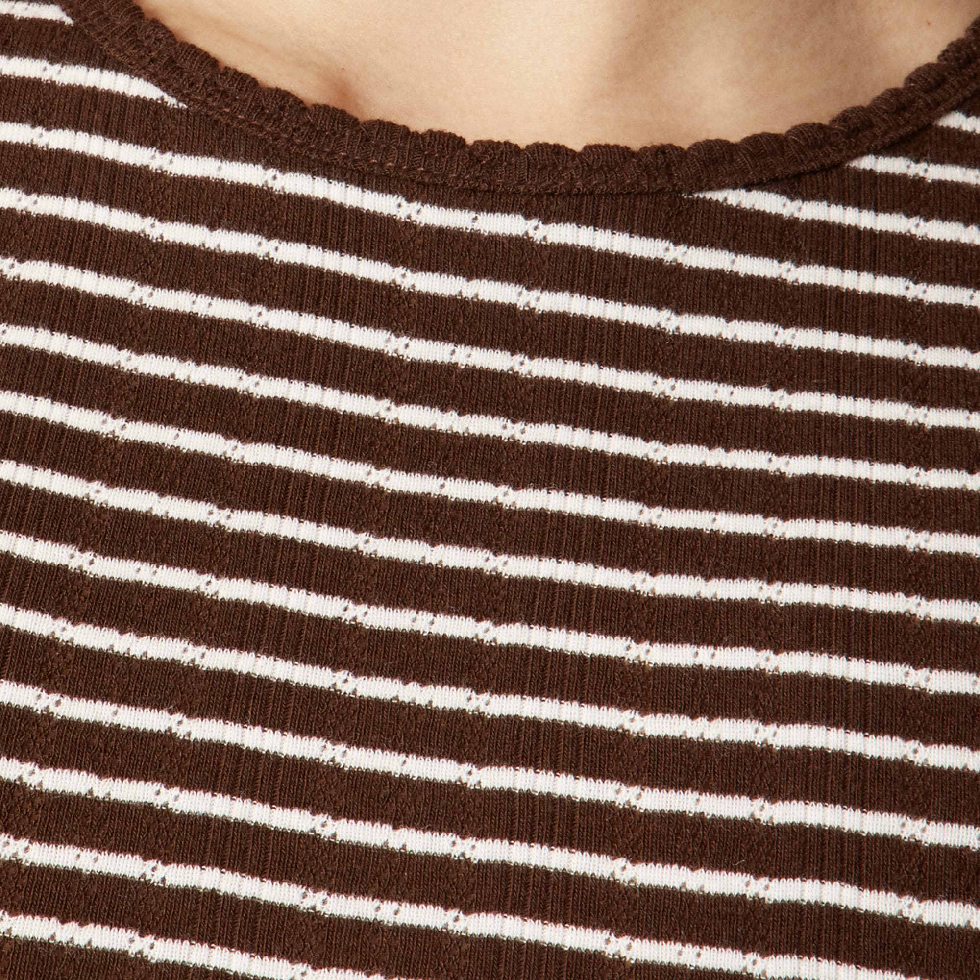 Pointelle short-sleeve T-shirt in stripe - image 3