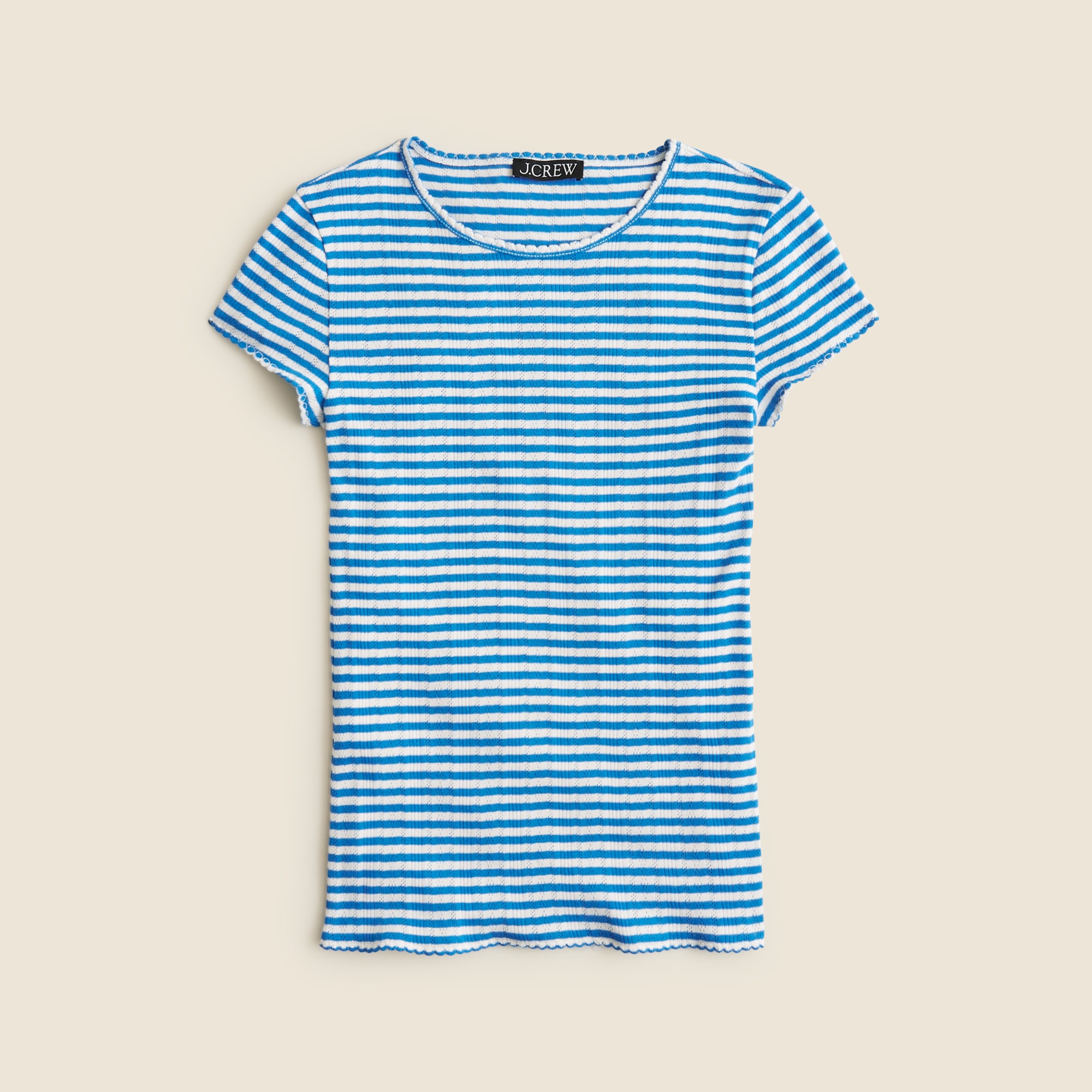 womens Pointelle short-sleeve T-shirt in stripe