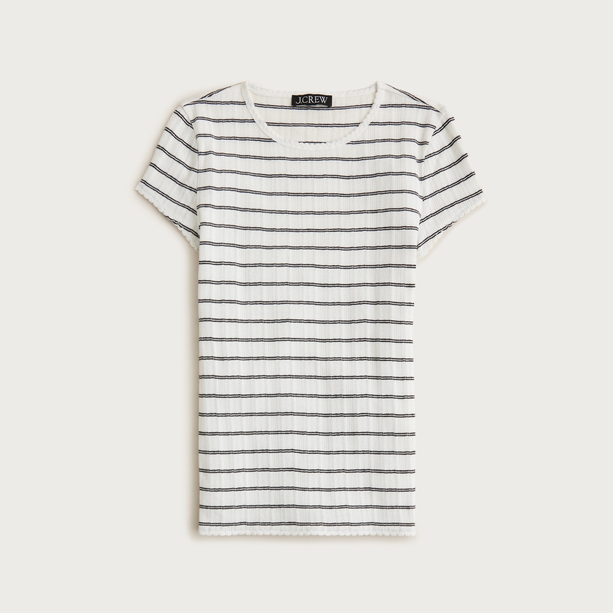  Pointelle short-sleeve T-shirt in stripe