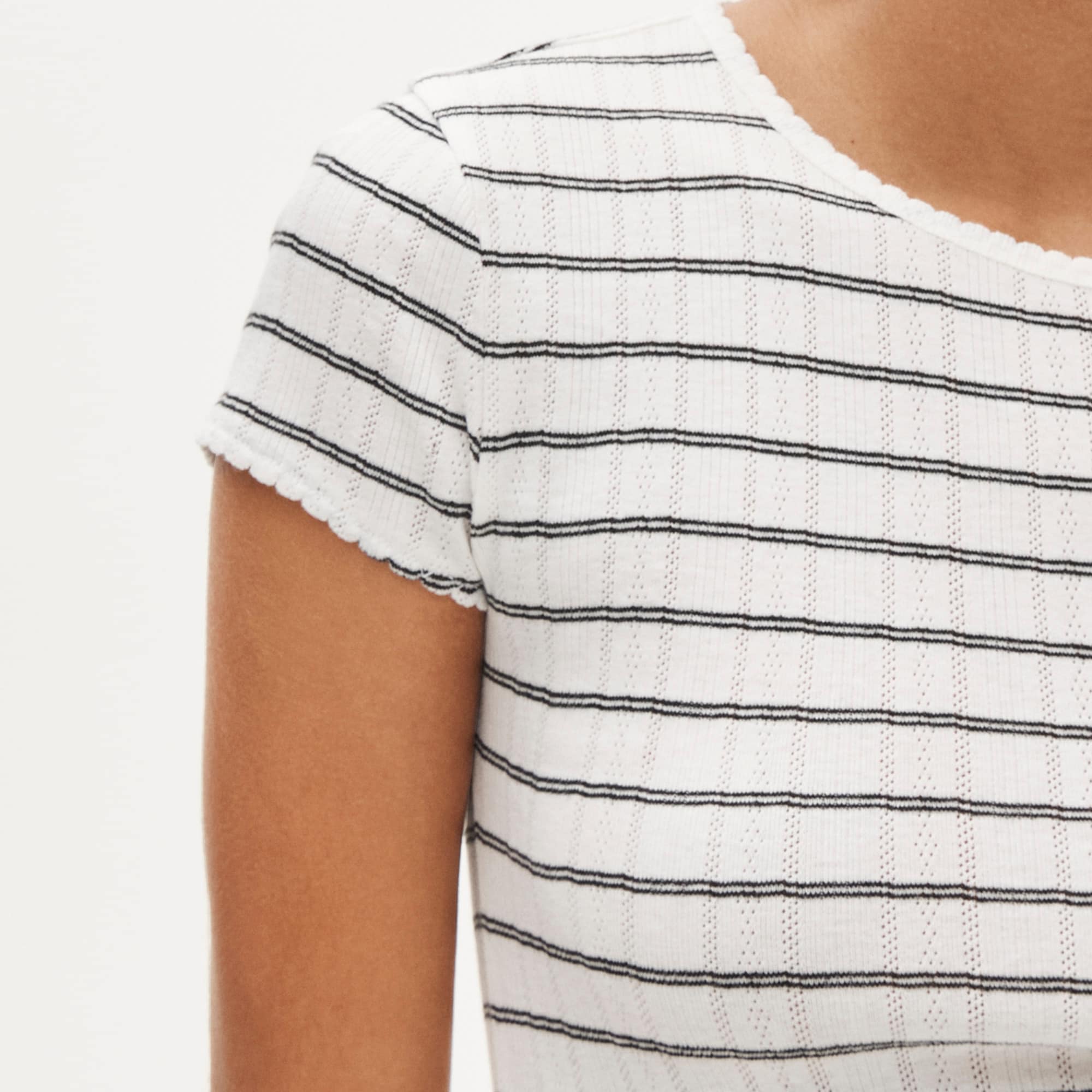 Pointelle short-sleeve T-shirt in stripe