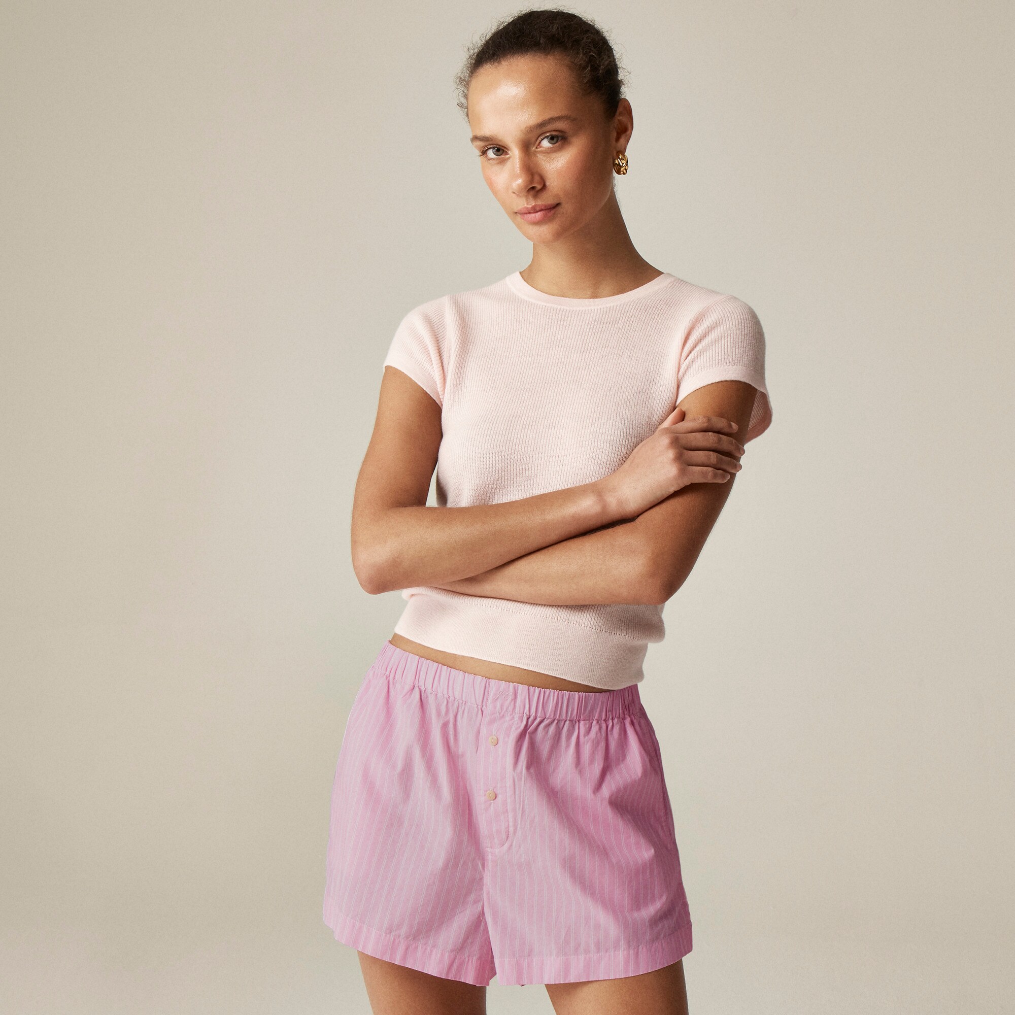 Cotton poplin boxer short in stripe