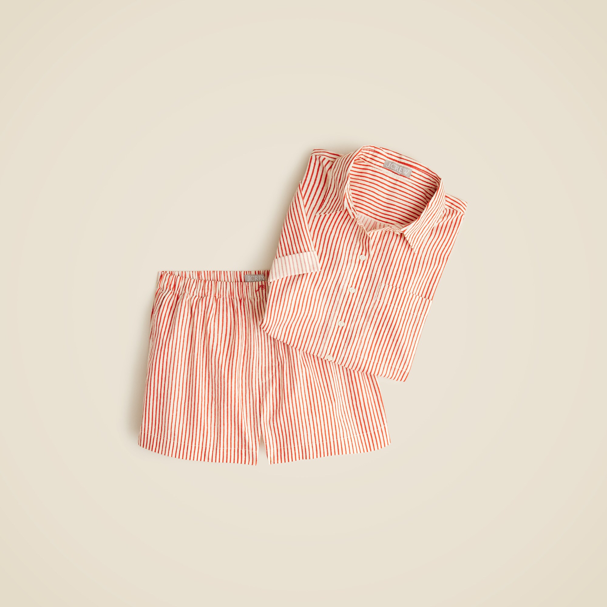 Cotton poplin pajama short set in stripe