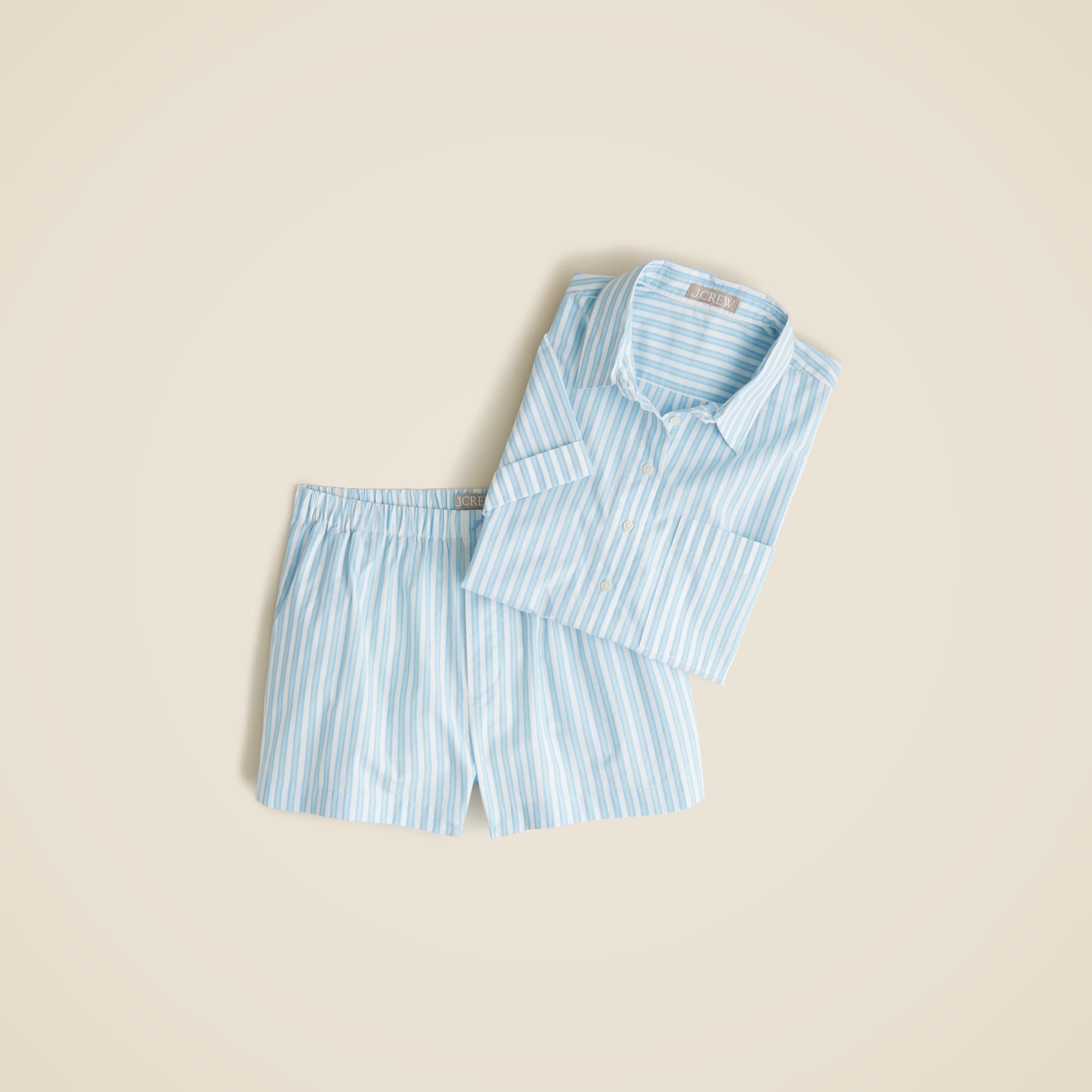  Cotton poplin pajama short set in stripe