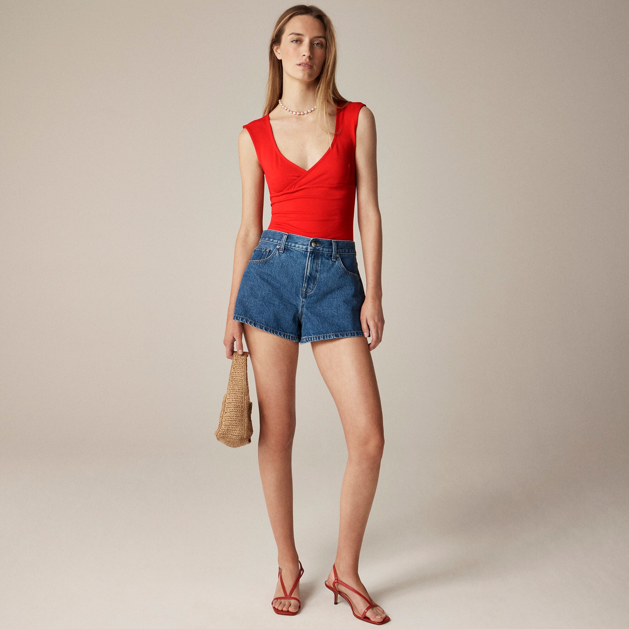 Stretch Cotton Cap-sleeve Crossover Shirt For Women | J.Crew