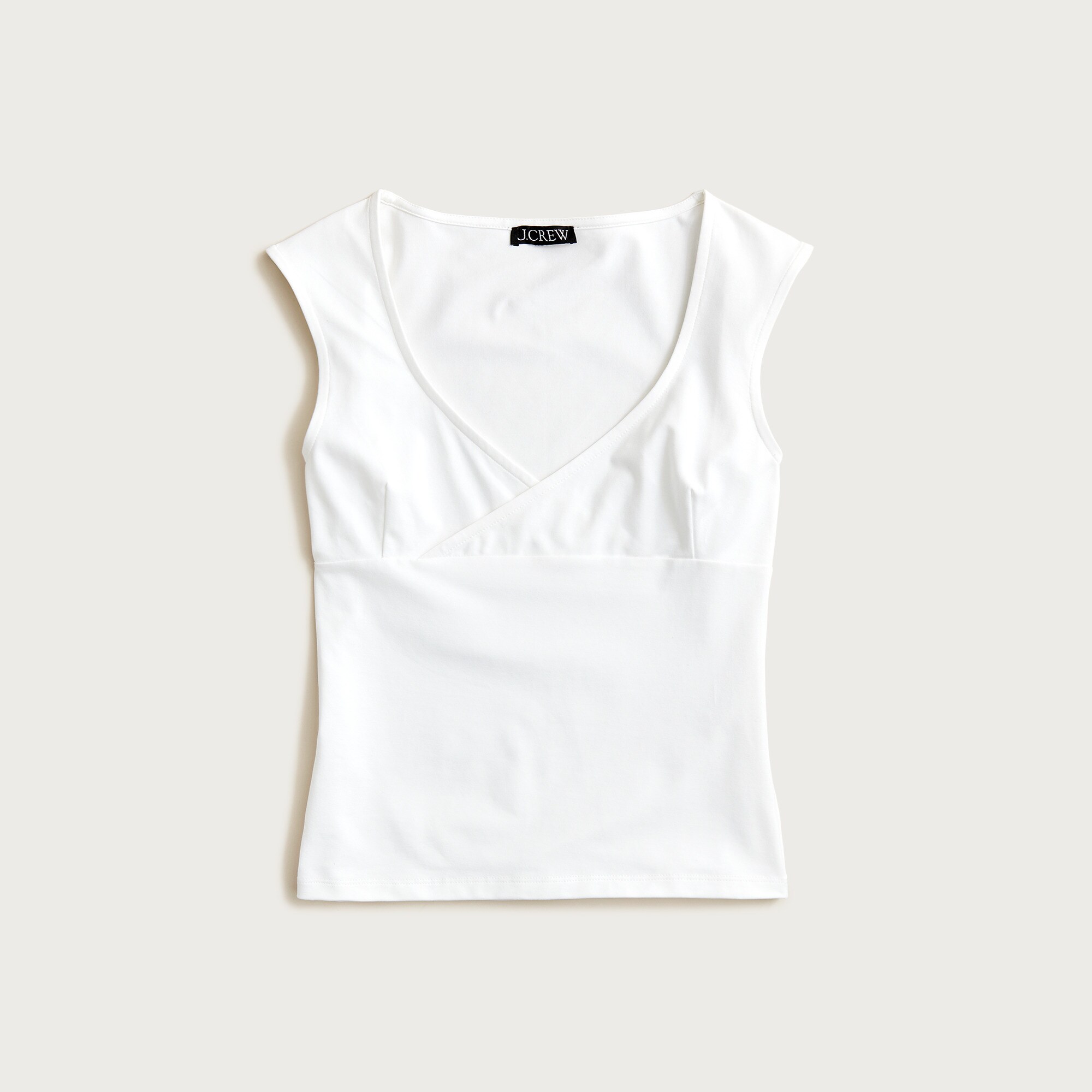 Stretch cotton cap-sleeve crossover shirt