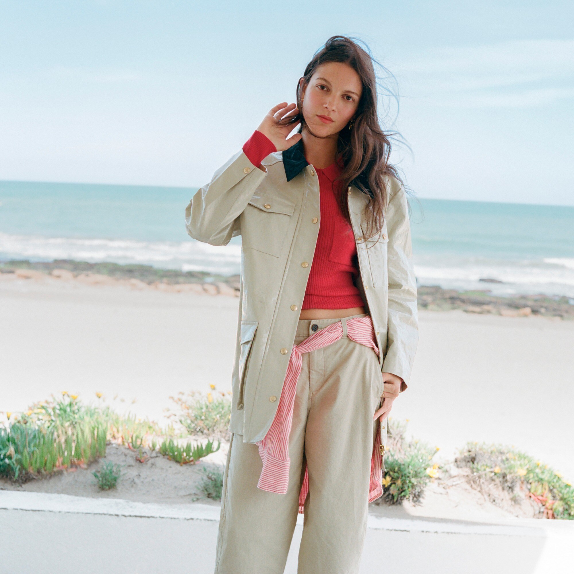 Barrel-leg pant in cotton blend