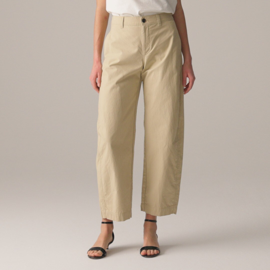 Barrel-leg pant in cotton blend