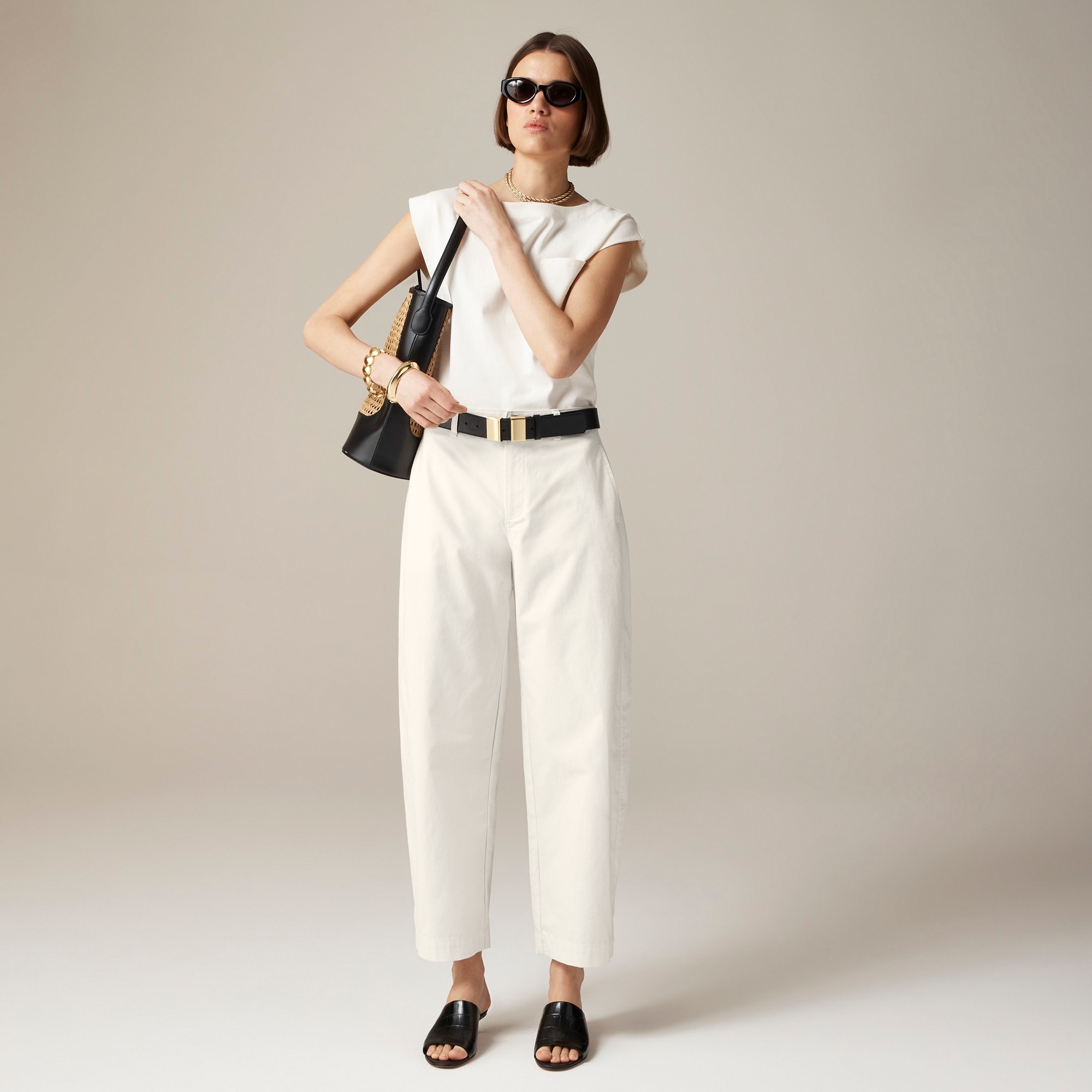womens Barrel-leg pant in cotton blend