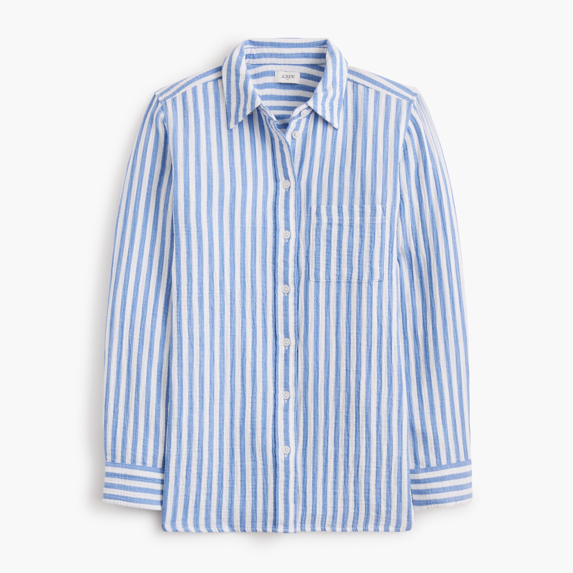 100% cotton gauze striped button-up shirt