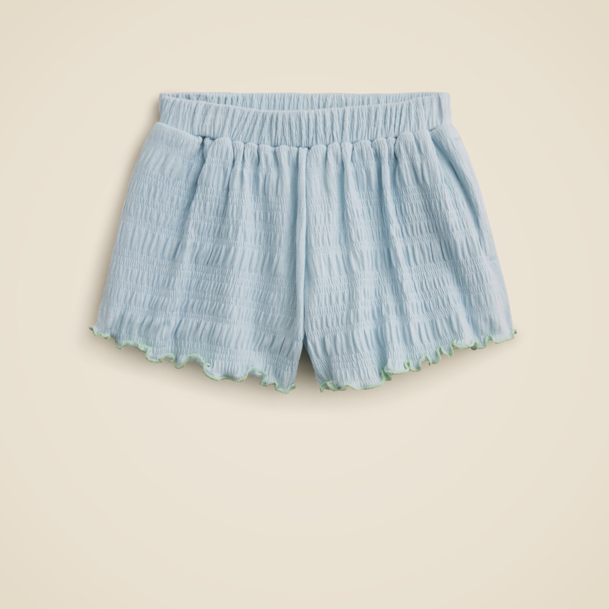 girls Girls' smocked lettuce-edge short in crinkled jersey