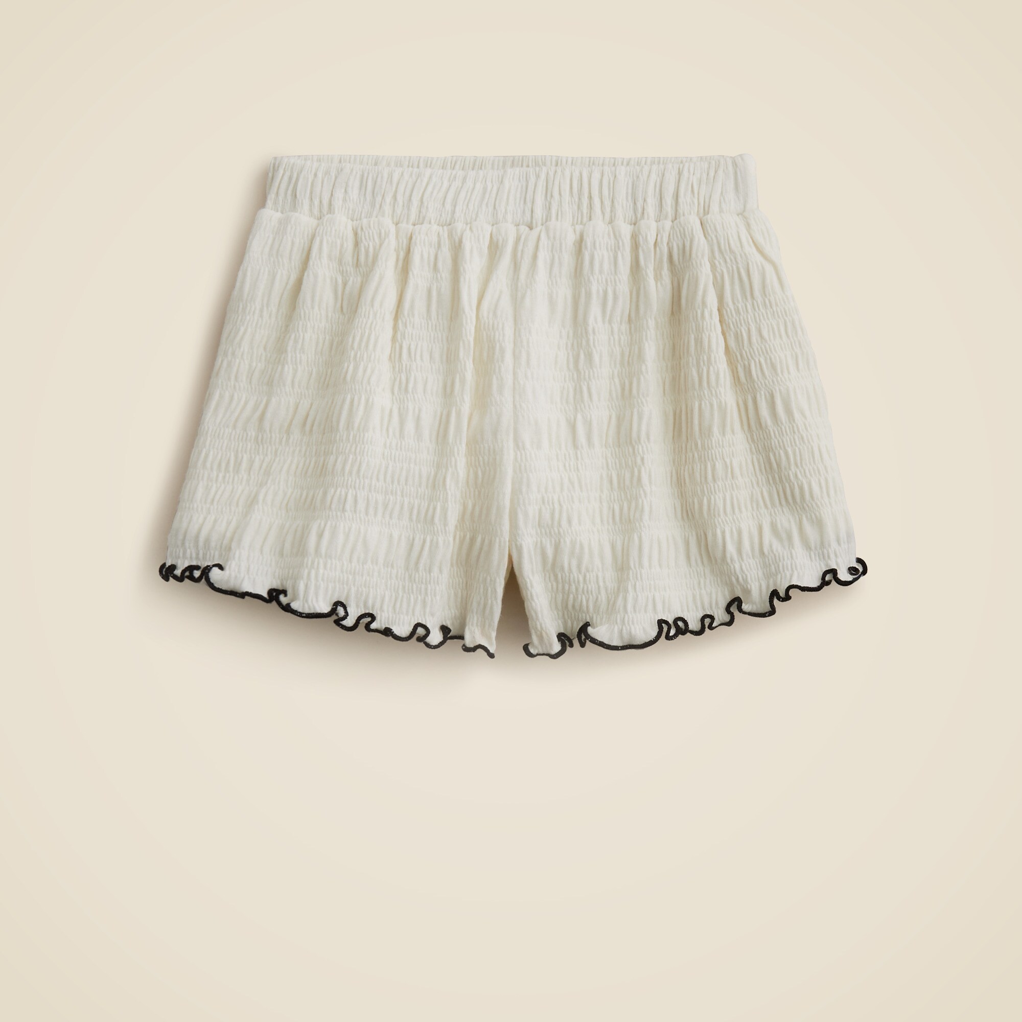 girls Girls' smocked lettuce-edge short in crinkled jersey