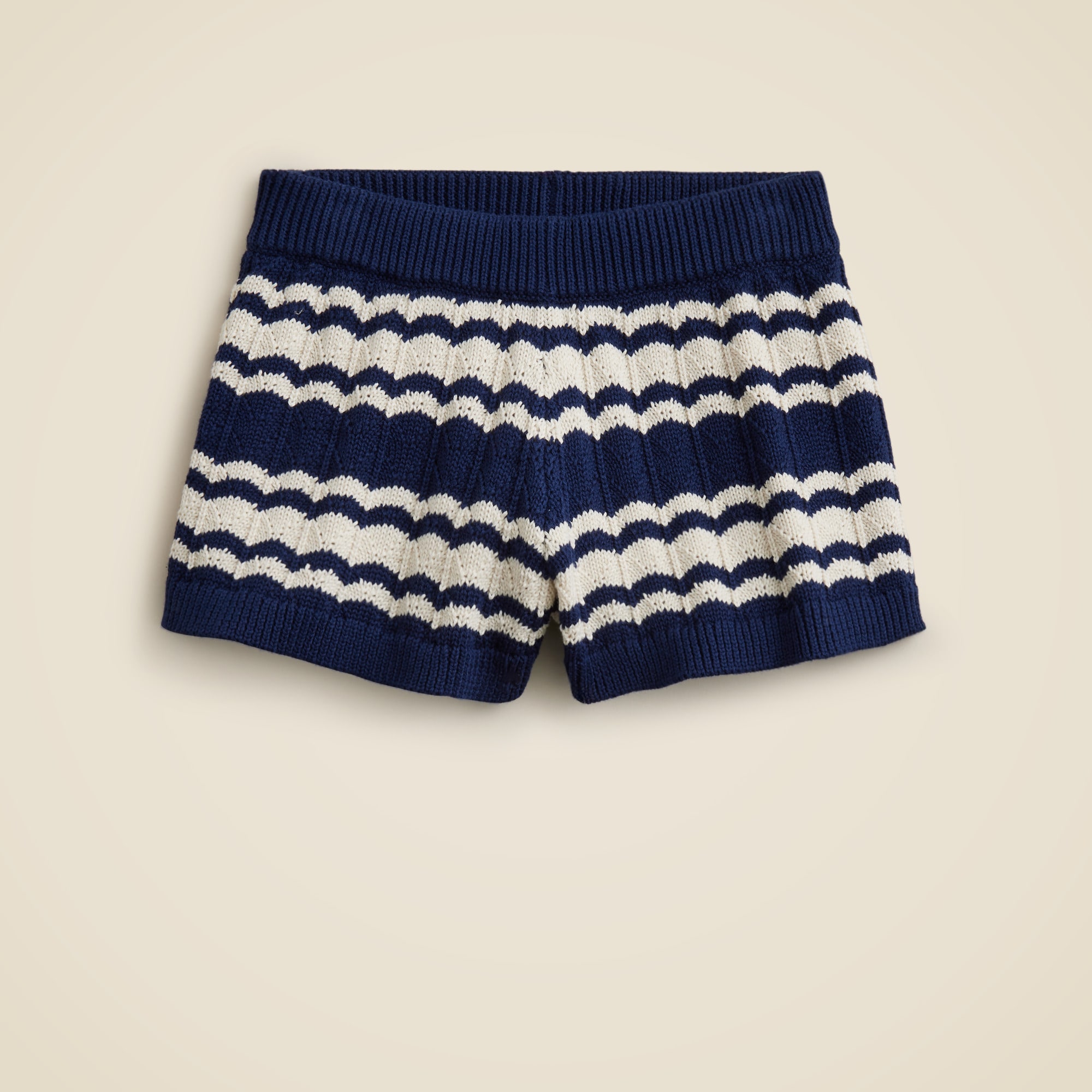 girls Girls' pointelle-knit short in scalloped stripe