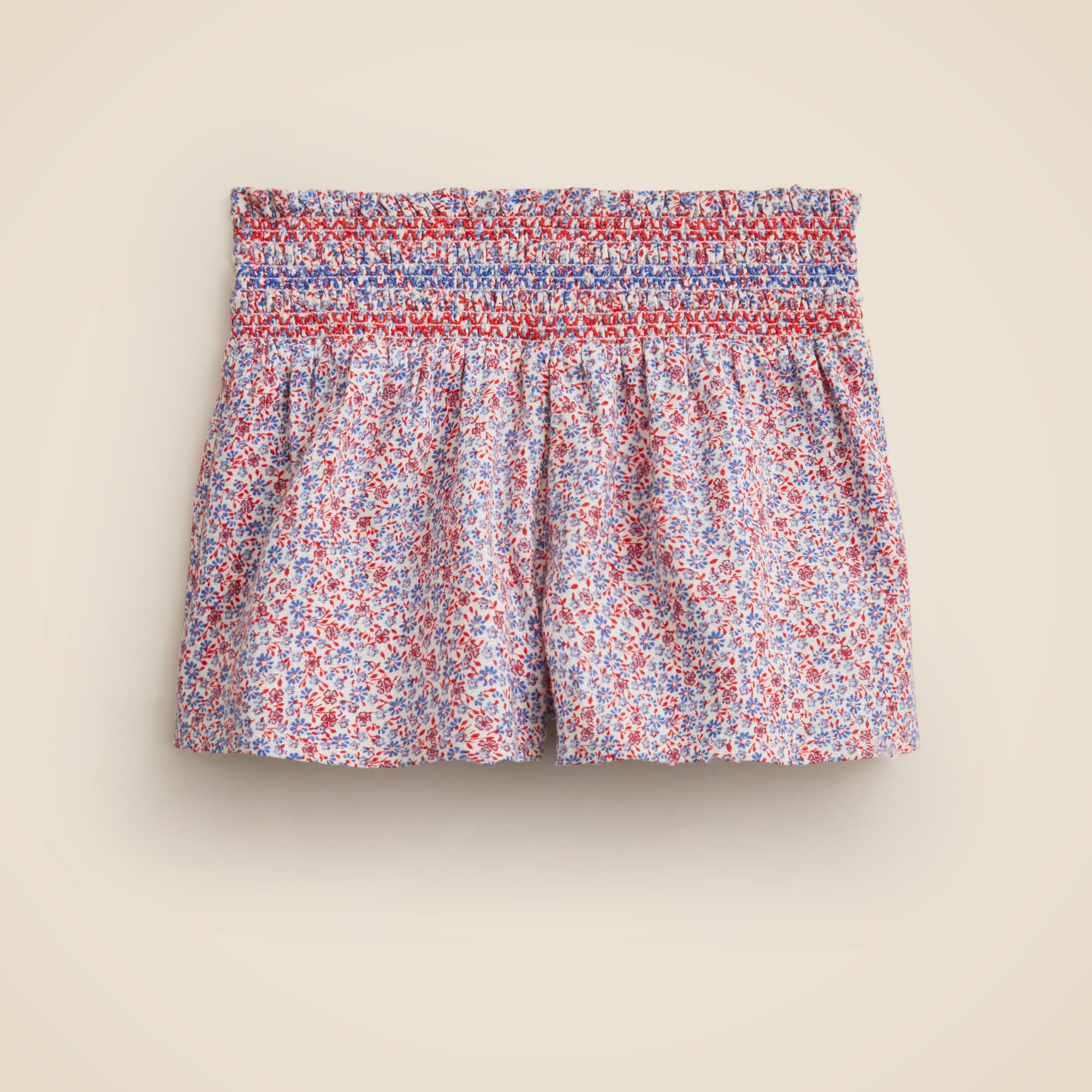 girls Girls' smocked short in linen blend floral