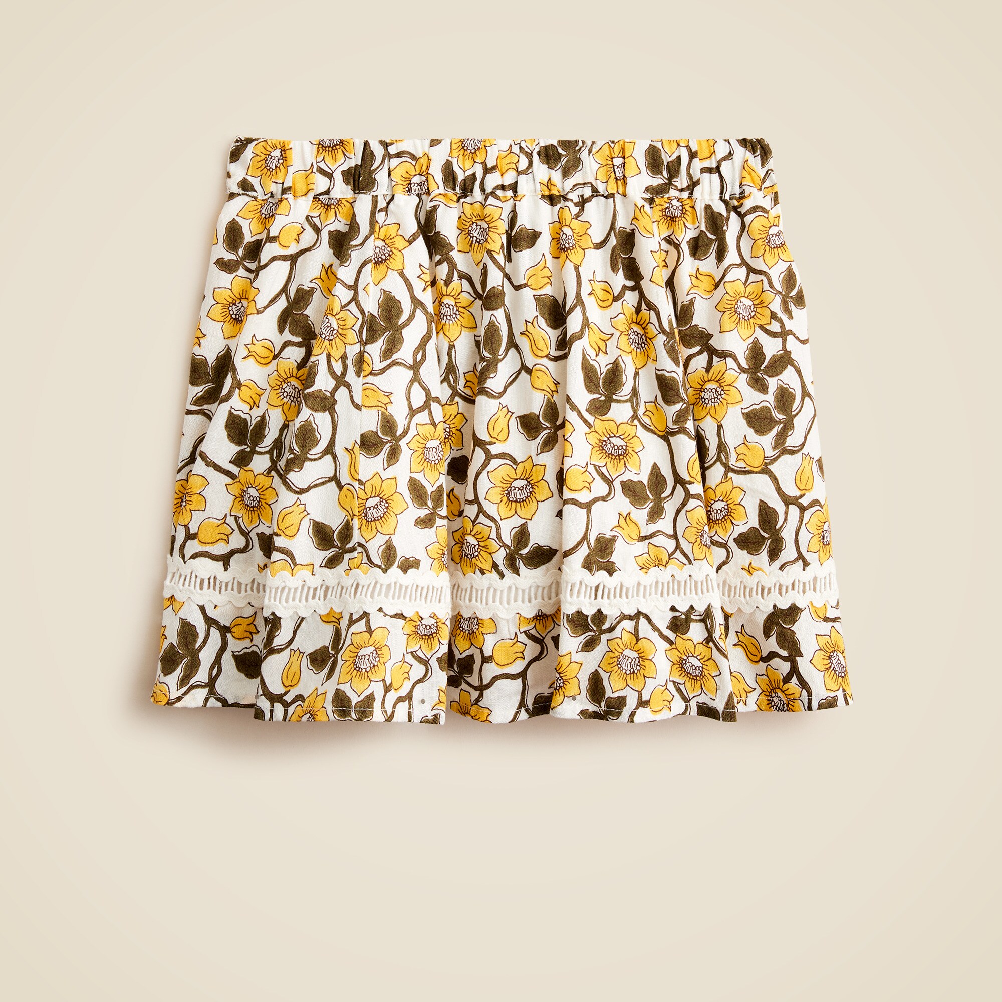 girls Girls' rickrack skirt in daffodil linen-cotton blend